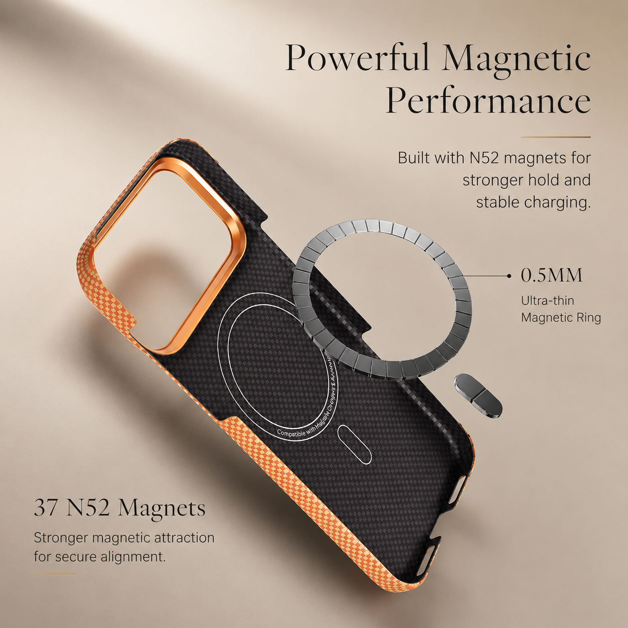 Premium iPhone Case MagSafe Compatible Carbon Aramid Fiber Cover Kevlar Texture Shockproof Protection Full Body Protective Anti Scratch Design