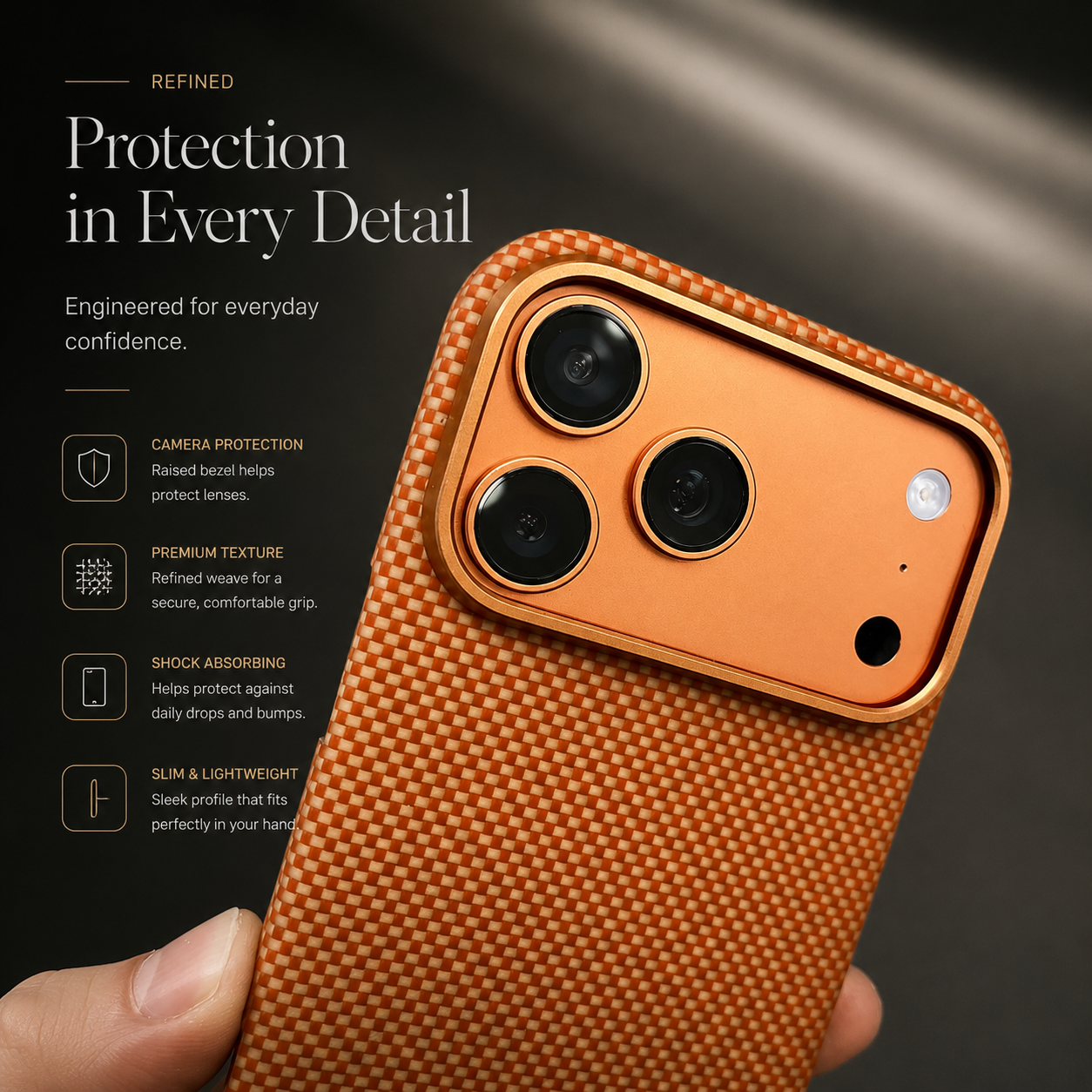 Premium iPhone Case MagSafe Compatible Carbon Aramid Fiber Cover Kevlar Texture Shockproof Protection Full Body Protective Anti Scratch Design