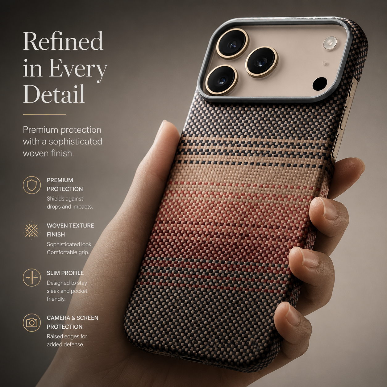 Premium iPhone Case MagSafe Compatible Carbon Fiber Aramid Cover Shockproof Anti Fingerprint Non Slip Grip Lightweight Durable Protective Case