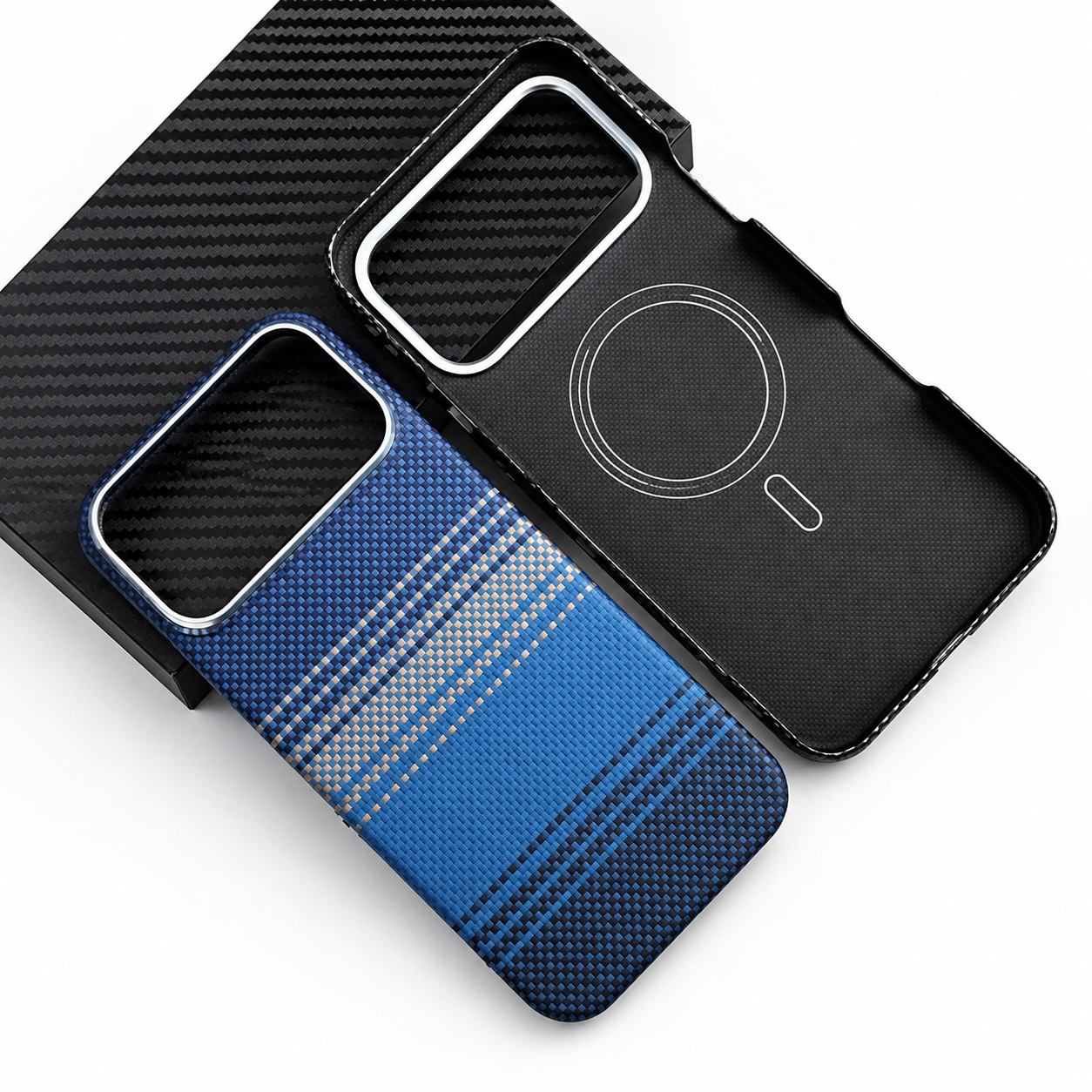 Premium iPhone Case MagSafe Compatible Carbon Fiber Aramid Cover Shockproof Anti Fingerprint Non Slip Grip Lightweight Durable Protective Case