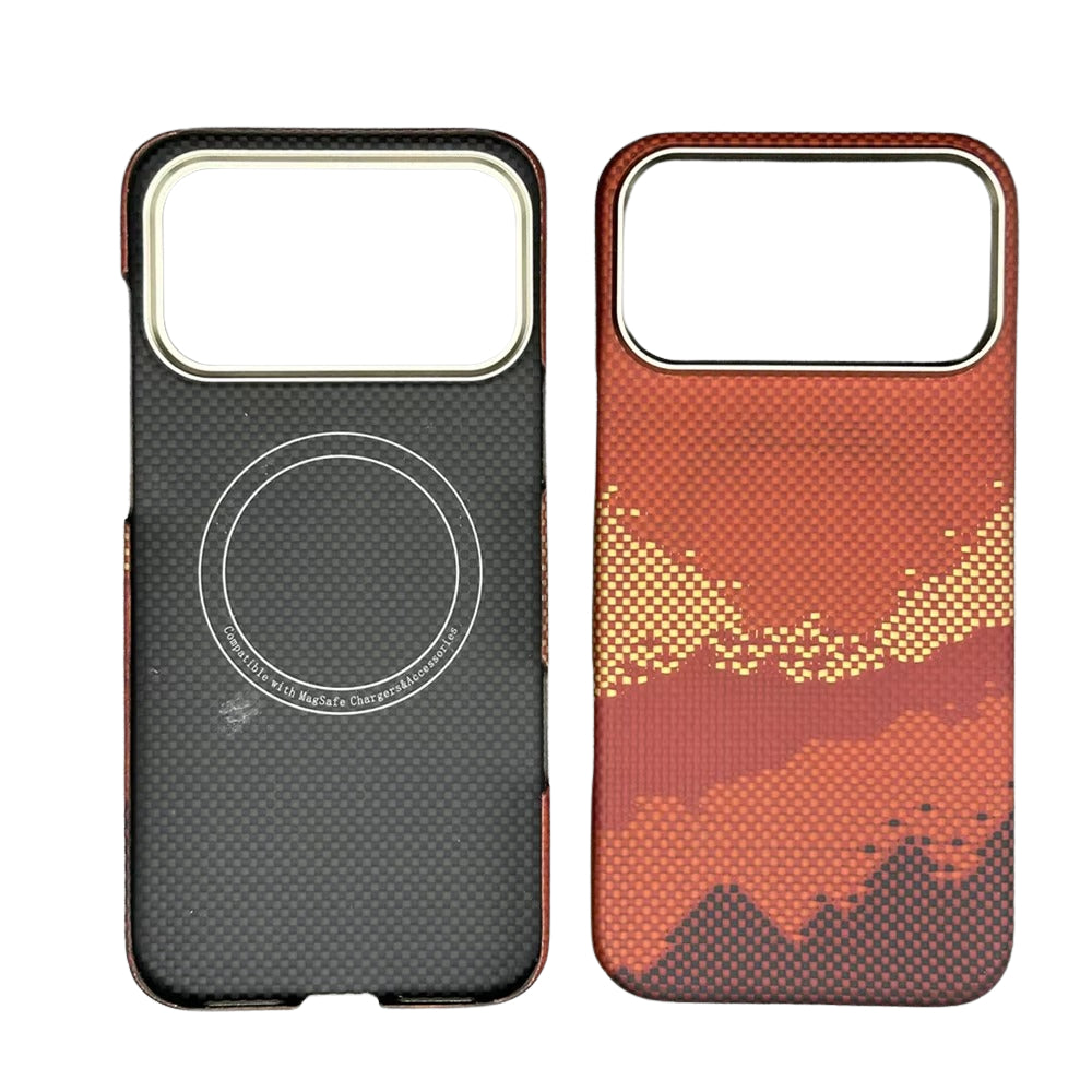 Premium iPhone Case MagSafe Compatible Carbon Fiber Aramid Kevlar Armor Cover Ultra Thin Protective Matte Finish Anti Scratch Non Slip Full Coverage