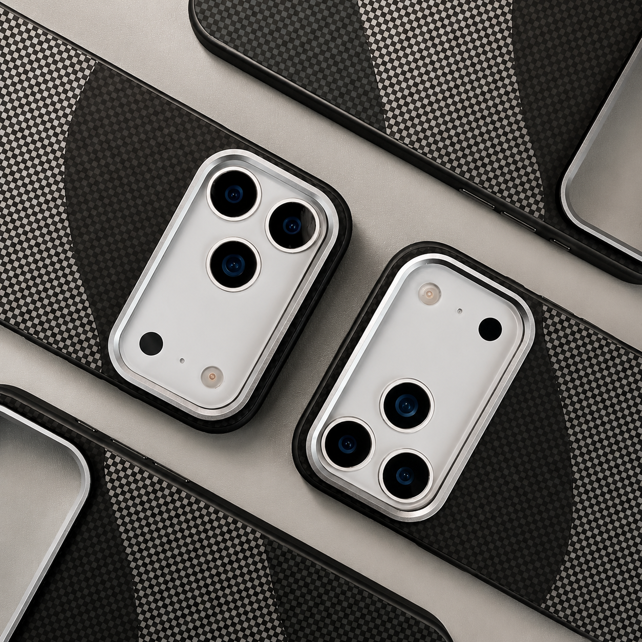 Premium iPhone Case MagSafe Compatible Carbon Fiber Armor with Alloy Lens Protection, Shockproof Non Slip Full Coverage PC Construction, Durable Design
