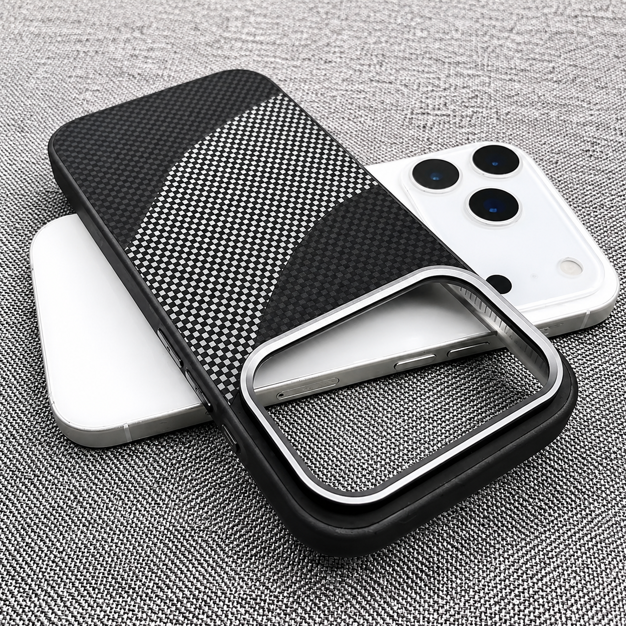 Premium iPhone Case MagSafe Compatible Carbon Fiber Armor with Alloy Lens Protection, Shockproof Non Slip Full Coverage PC Construction, Durable Design