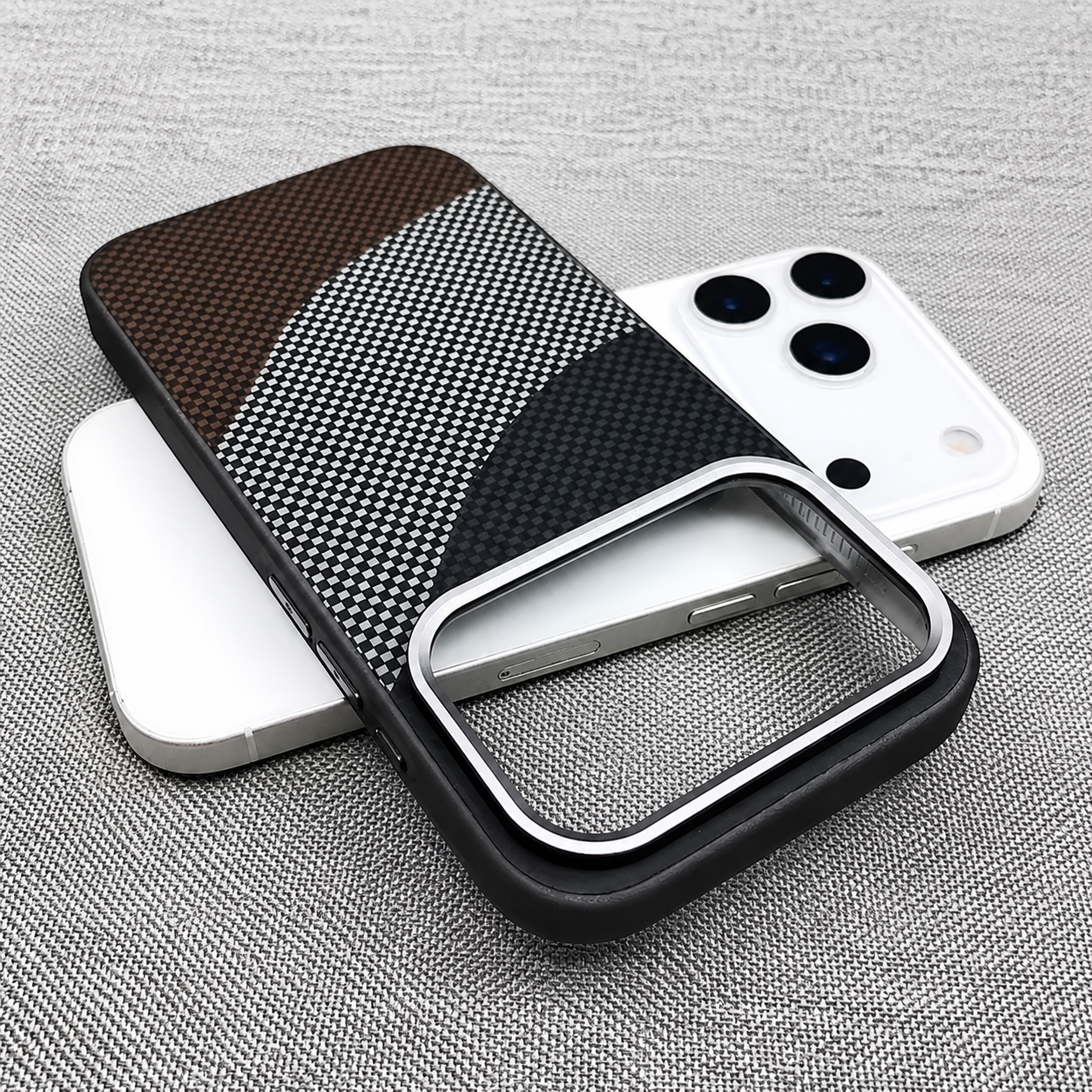 Premium iPhone Case MagSafe Compatible Carbon Fiber Armor with Alloy Lens Protection, Shockproof Non Slip Full Coverage PC Construction, Durable Design