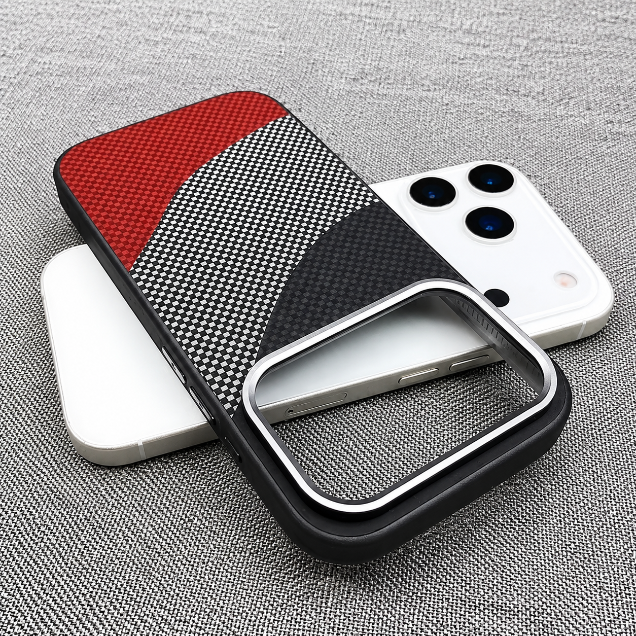 Premium iPhone Case MagSafe Compatible Carbon Fiber Armor with Alloy Lens Protection, Shockproof Non Slip Full Coverage PC Construction, Durable Design