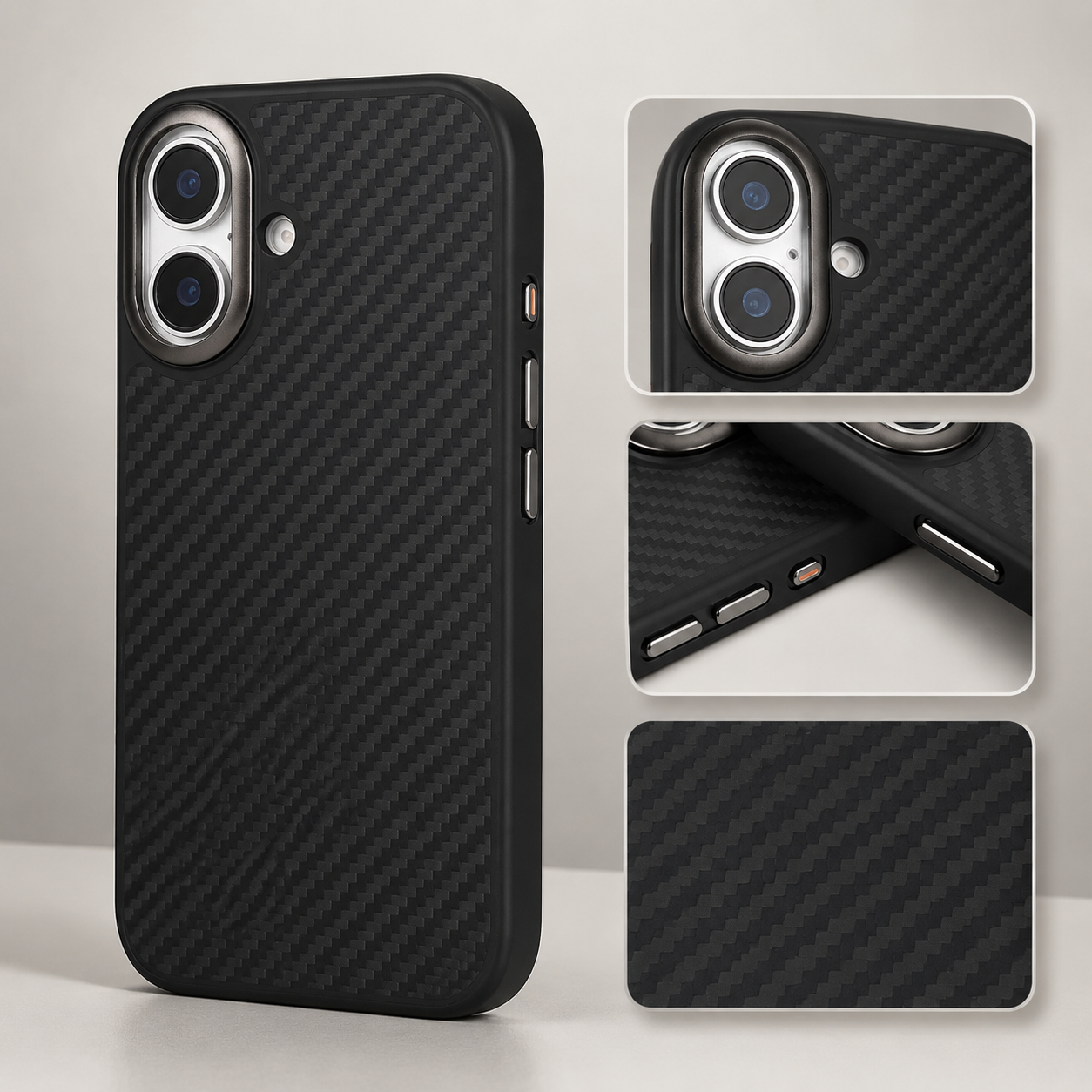 Premium iPhone Case MagSafe Compatible Carbon Fiber Cover Camera Lens Protection Shockproof TPU Shell Ultra Lightweight Protective Design