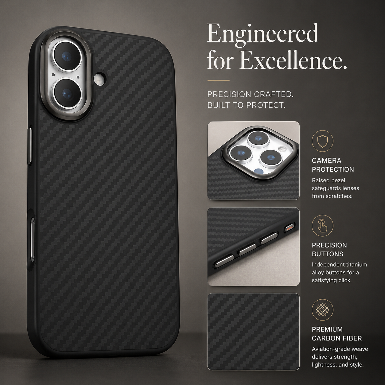 Premium iPhone Case MagSafe Compatible Carbon Fiber Cover Shockproof TPU Protection Camera Lens Protection Ultra Lightweight Secure Grip Anti Scratch Design