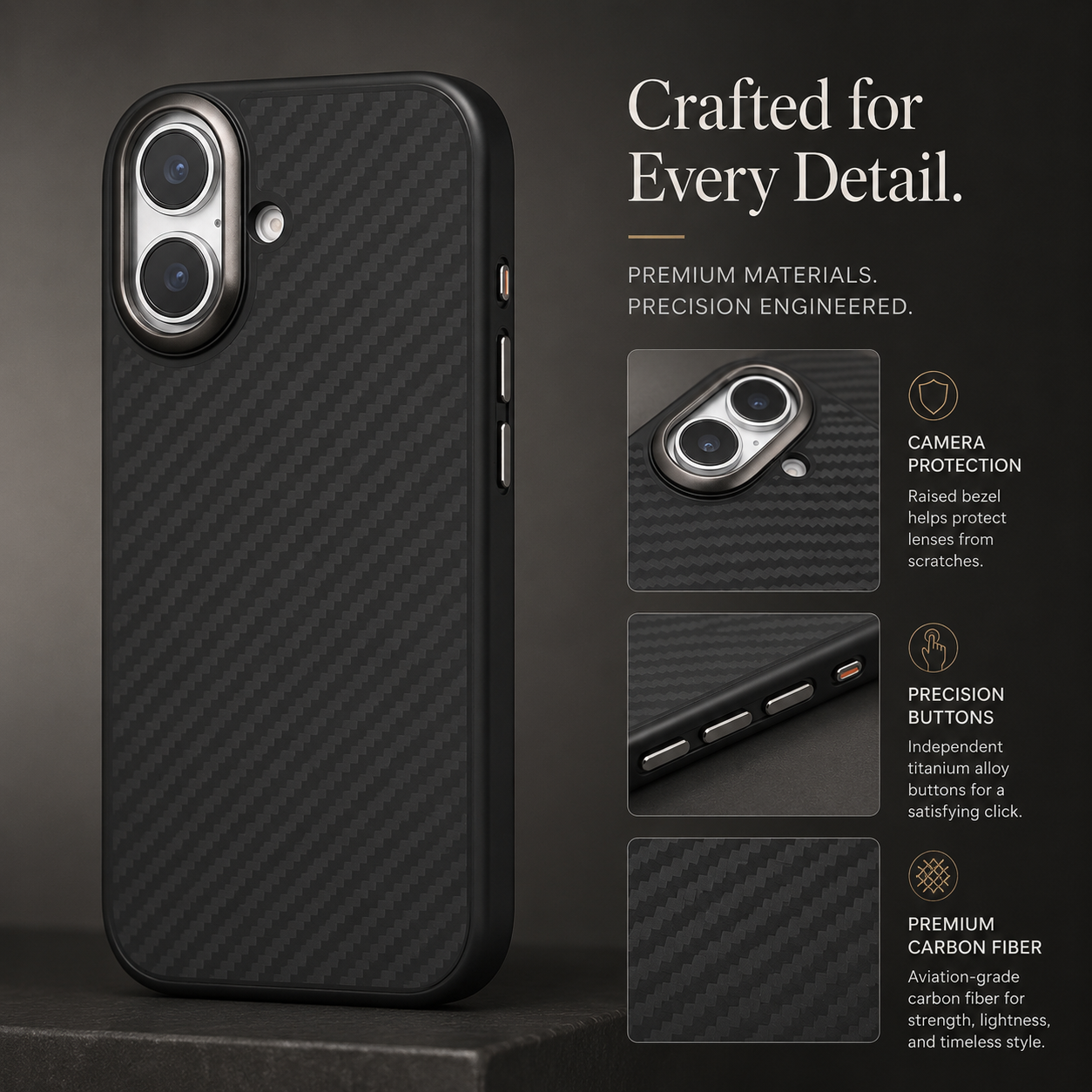 Premium iPhone Case MagSafe Compatible Carbon Fiber Cover Shockproof TPU Protection Camera Lens Protection Ultra Lightweight Secure Grip Anti Scratch Design