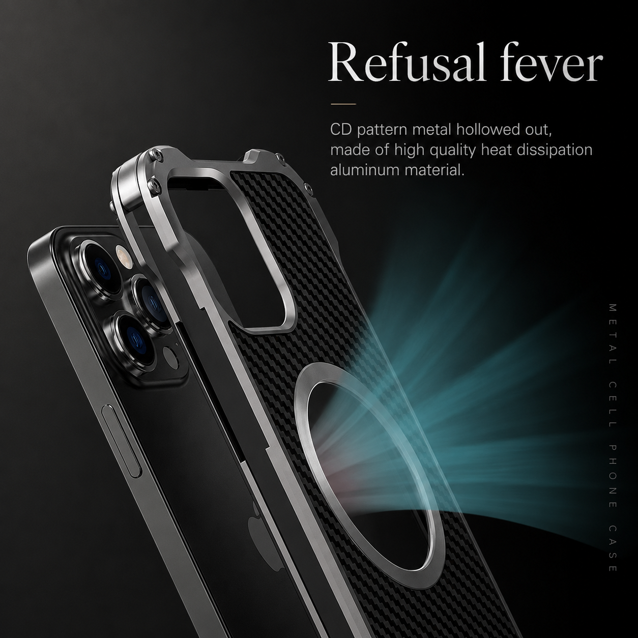 Premium iPhone Case MagSafe Compatible Carbon Fiber Cover with Metal Frame, Shockproof Design, Secure Grip, Camera Lens Protection and Scratch Resistant Build