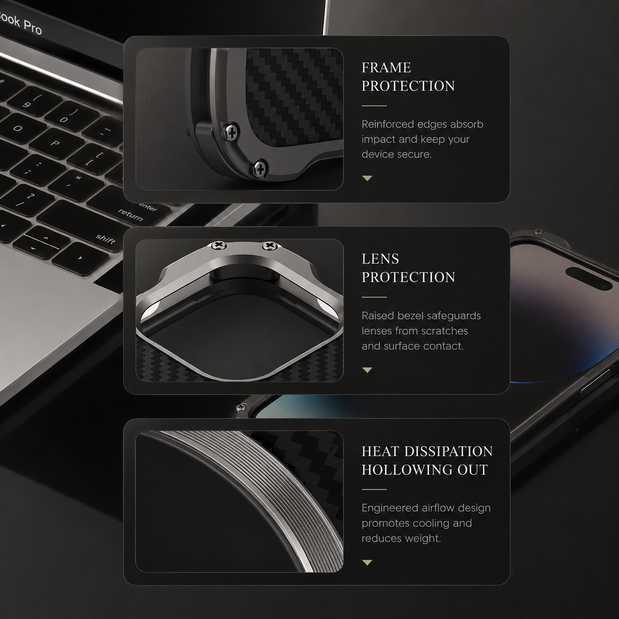 Premium iPhone Case MagSafe Compatible Carbon Fiber Cover with Metal Frame, Shockproof Design, Secure Grip, Camera Lens Protection and Scratch Resistant Build