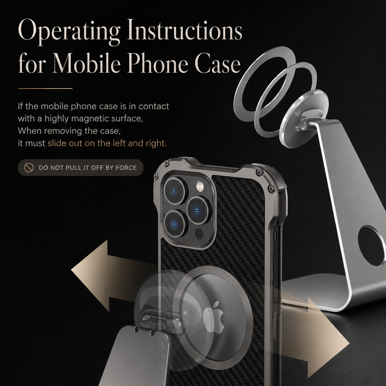 Premium iPhone Case MagSafe Compatible Carbon Fiber Cover with Metal Frame, Shockproof Design, Secure Grip, Camera Lens Protection and Scratch Resistant Build