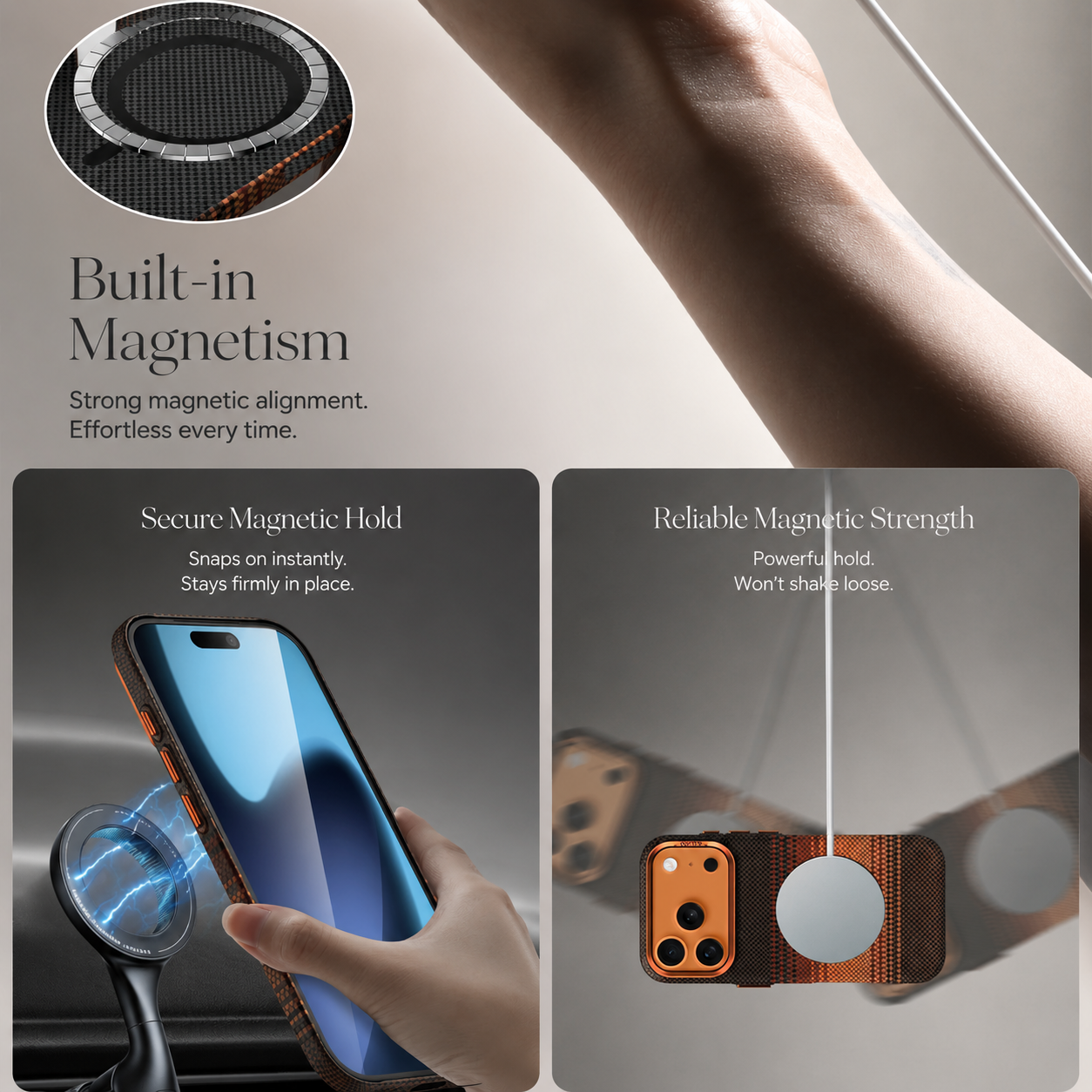 Premium iPhone Case MagSafe Compatible Carbon Fiber Design with Camera Lens Protection, PC Hard Shell Construction, Shockproof Anti Scratch Finish
