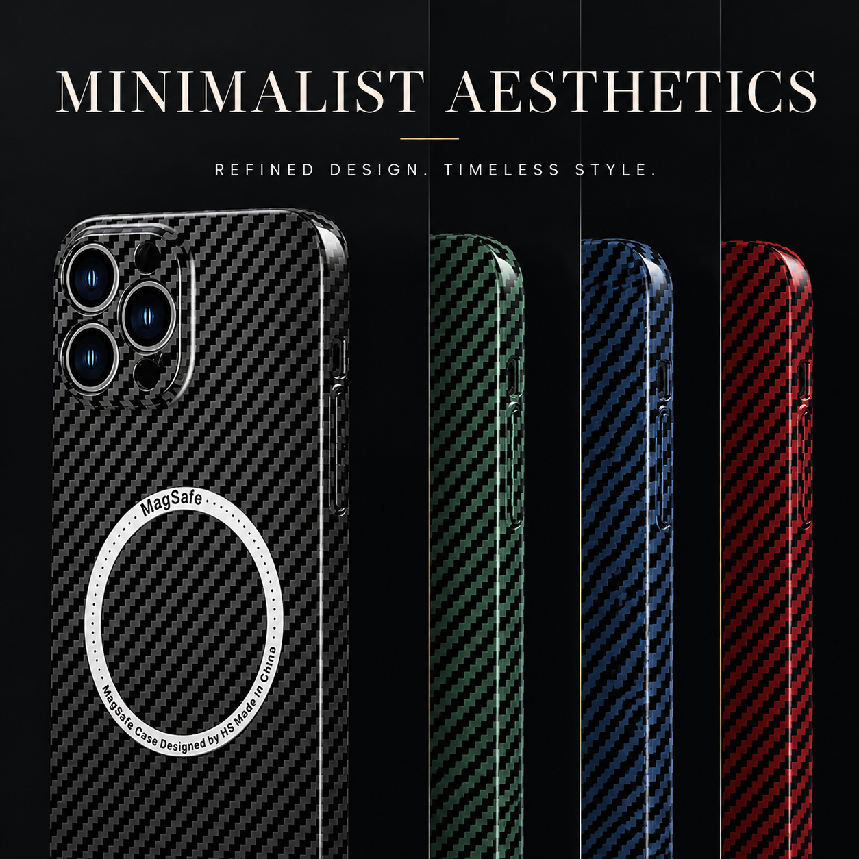 Premium iPhone Case MagSafe Compatible Carbon Fiber Magnetic Protective Cover Camera Lens Protection Shockproof Slim Lightweight Design