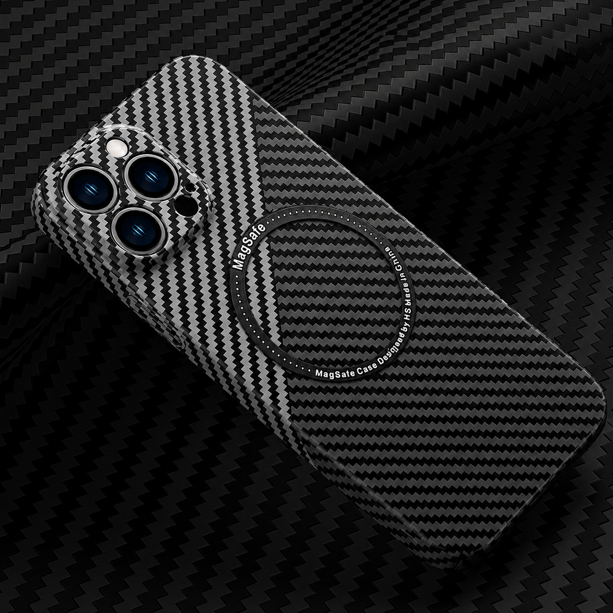 Premium iPhone Case MagSafe Compatible Carbon Fiber Magnetic Protective Cover Camera Lens Protection Shockproof Slim Lightweight Design