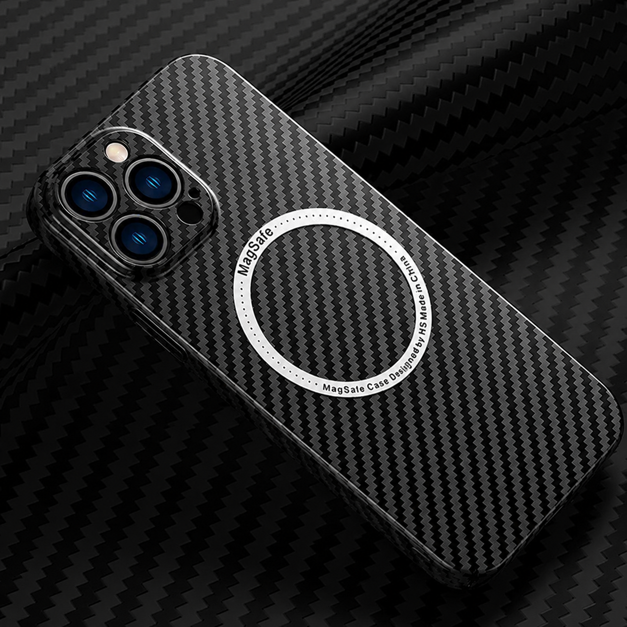 Premium iPhone Case MagSafe Compatible Carbon Fiber Magnetic Protective Cover Camera Lens Protection Shockproof Slim Lightweight Design