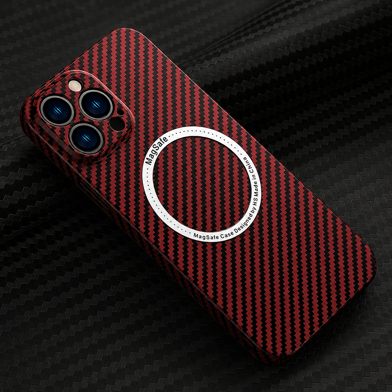 Premium iPhone Case MagSafe Compatible Carbon Fiber Magnetic Protective Cover Camera Lens Protection Shockproof Slim Lightweight Design
