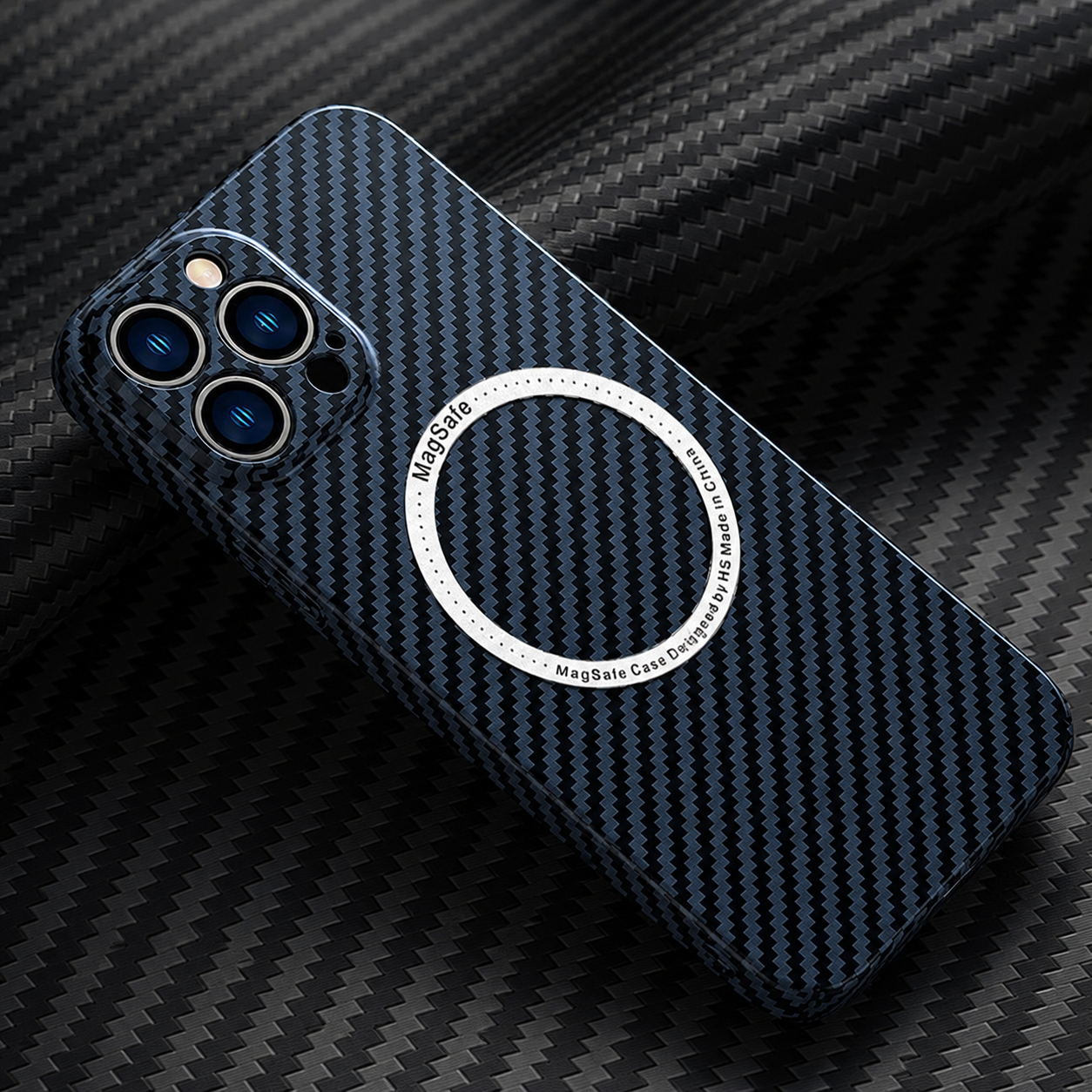 Premium iPhone Case MagSafe Compatible Carbon Fiber Magnetic Protective Cover Camera Lens Protection Shockproof Slim Lightweight Design