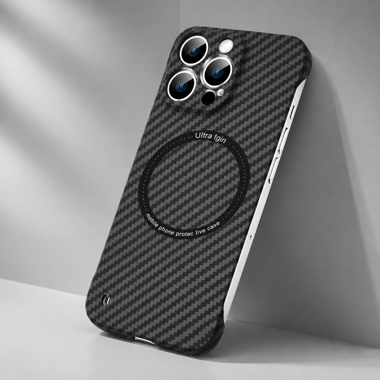 Premium iPhone Case MagSafe Compatible Carbon Fiber Texture Protective Cover Camera Lens Protection Shockproof Ultra Thin Slim Lightweight Design