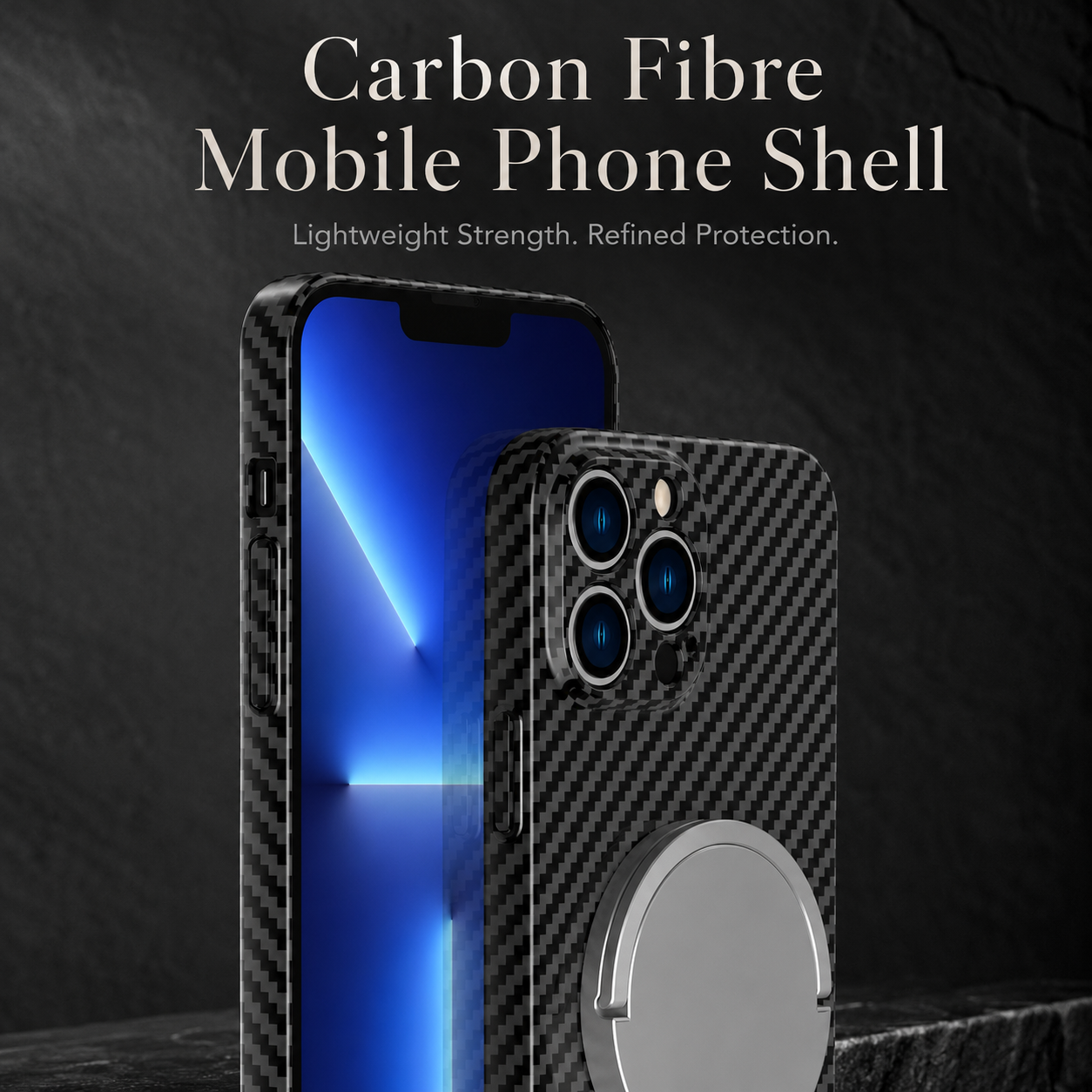 Premium iPhone Case MagSafe Compatible Carbon Fiber Texture Protective Cover Camera Lens Protection Shockproof Ultra Thin Slim Lightweight Design