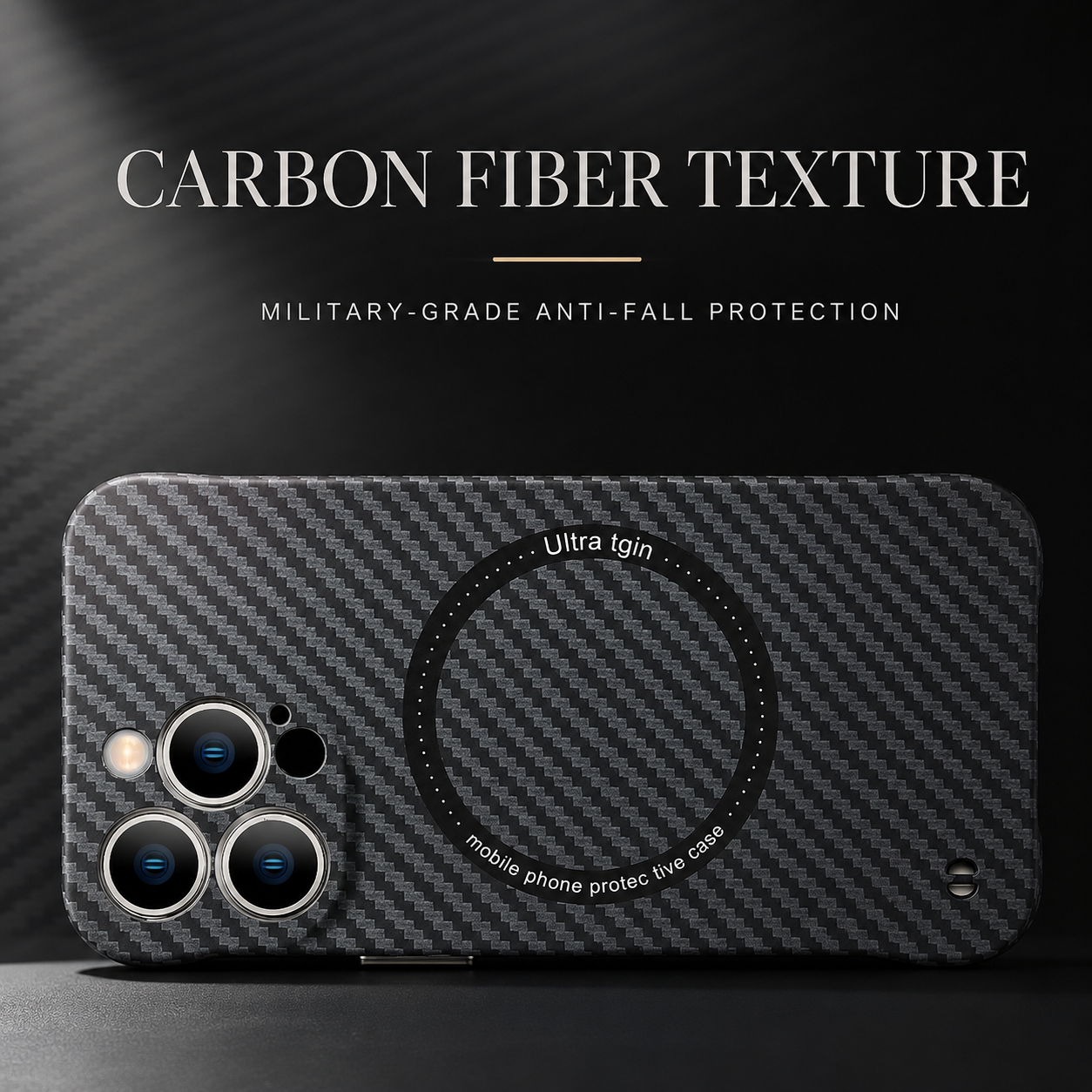 Premium iPhone Case MagSafe Compatible Carbon Fiber Texture Protective Cover Camera Lens Protection Shockproof Ultra Thin Slim Lightweight Design