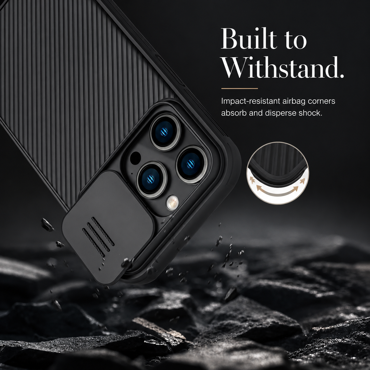 Premium iPhone Case MagSafe Compatible Carbon Fiber Texture Protective Cover Sliding Camera Cover Camera Lens Protection Shockproof Slim Design