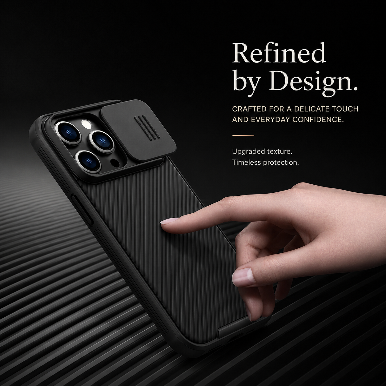 Premium iPhone Case MagSafe Compatible Carbon Fiber Texture Protective Cover Sliding Camera Cover Camera Lens Protection Shockproof Slim Design