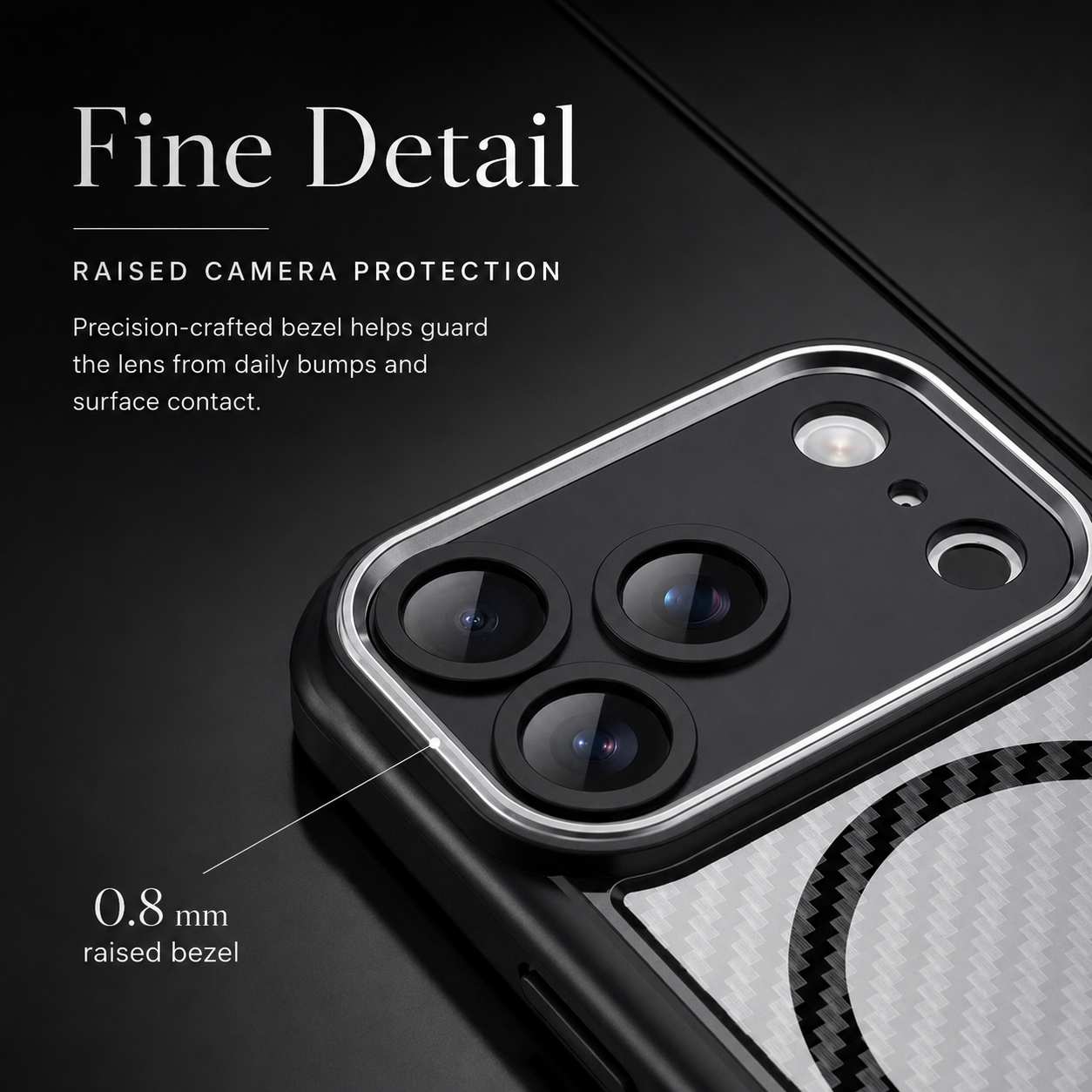 Premium iPhone Case MagSafe Compatible Carbon Fiber Textured Bumper with Camera Lens Protection, Shockproof Non Slip Grip, Durable Everyday Design