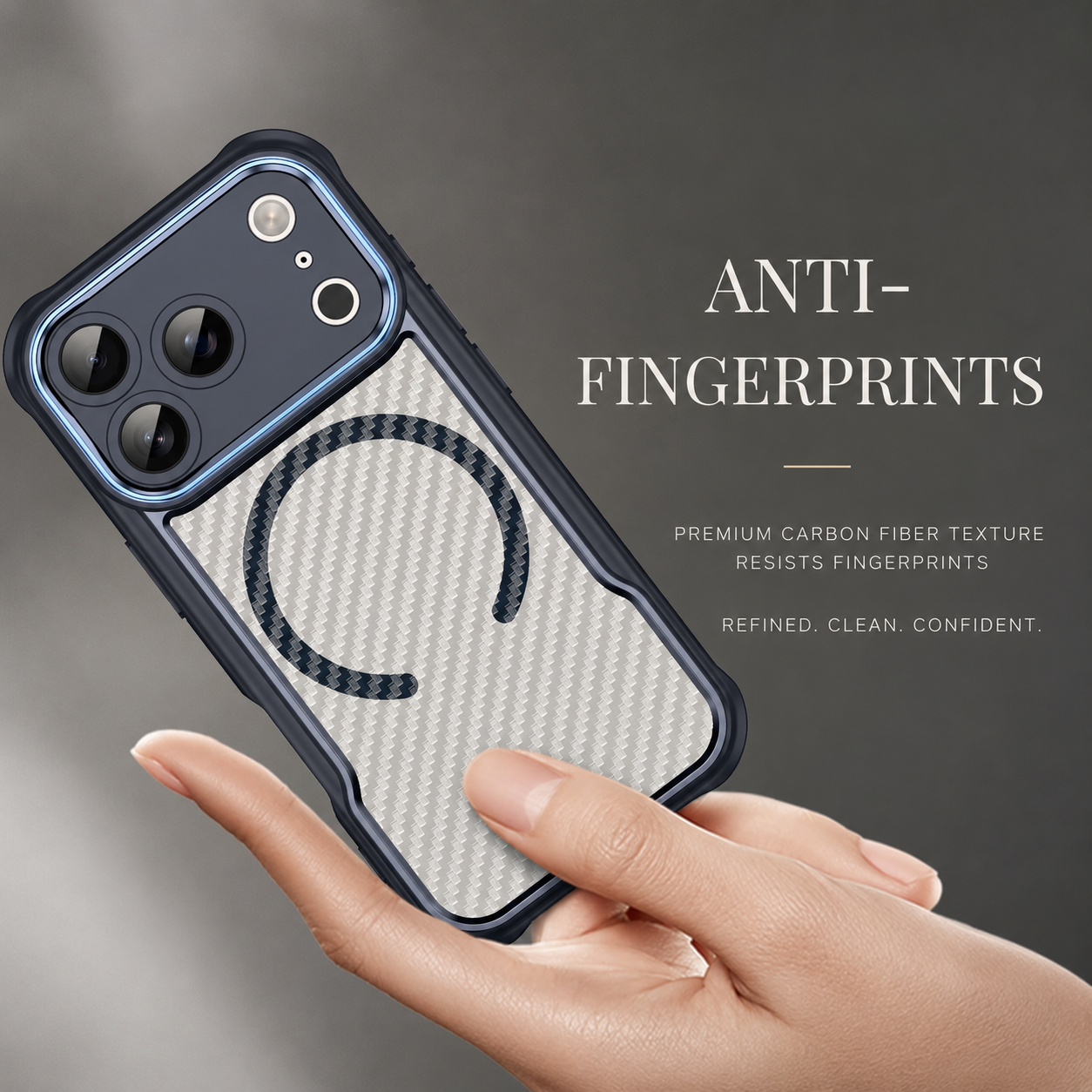 Premium iPhone Case MagSafe Compatible Carbon Fiber Textured Bumper with Camera Lens Protection, Shockproof Non Slip Grip, Durable Everyday Design