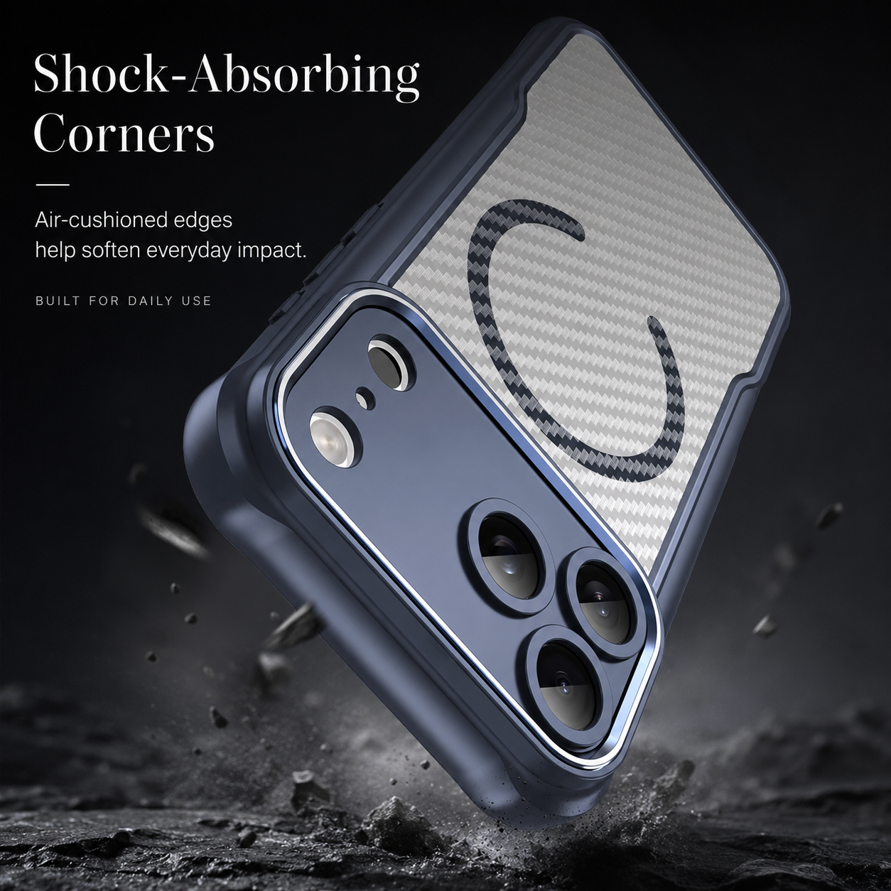 Premium iPhone Case MagSafe Compatible Carbon Fiber Textured Bumper with Camera Lens Protection, Shockproof Non Slip Grip, Durable Everyday Design