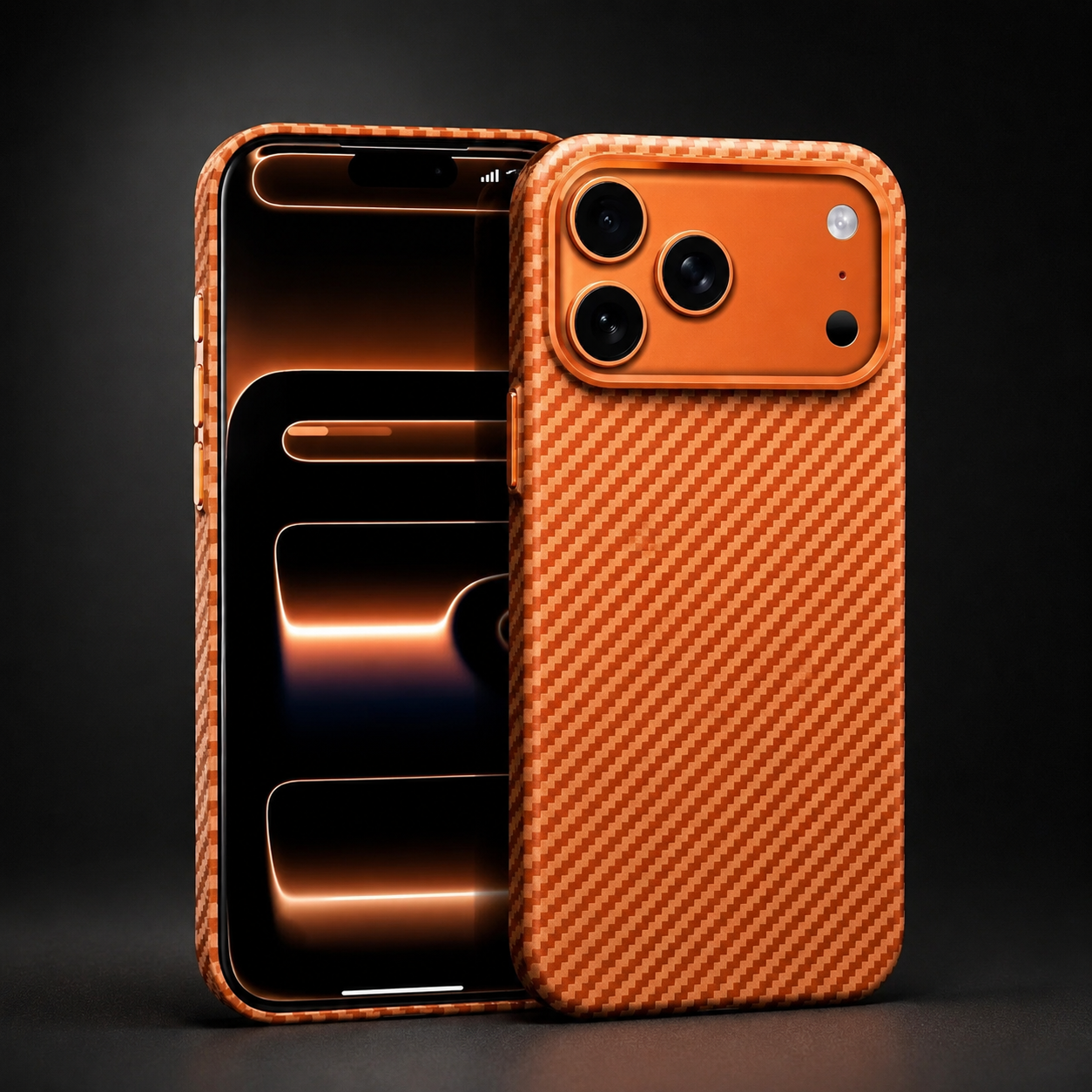 Premium iPhone Case MagSafe Compatible Carbon Fiber Textured Design with Camera Lens Protection, Shockproof Anti Scratch Surface, Slim PC Back Construction