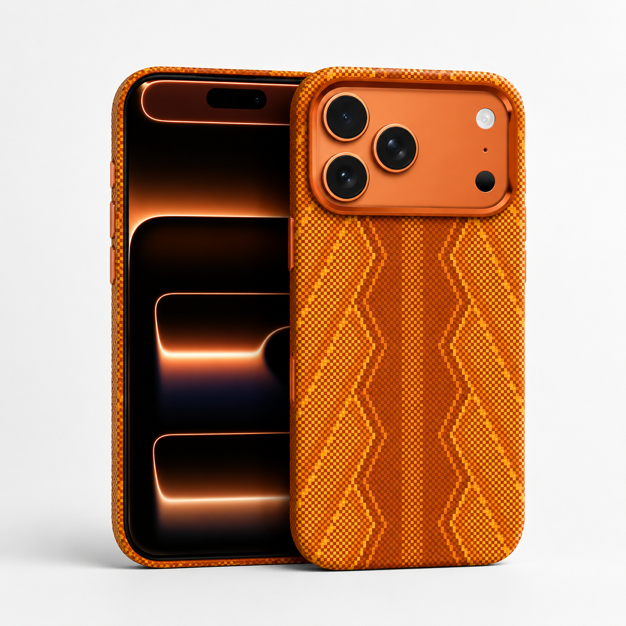 Premium iPhone Case MagSafe Compatible Carbon Fiber Textured Design with Camera Lens Protection, Shockproof Anti Scratch Surface, Slim PC Back Construction