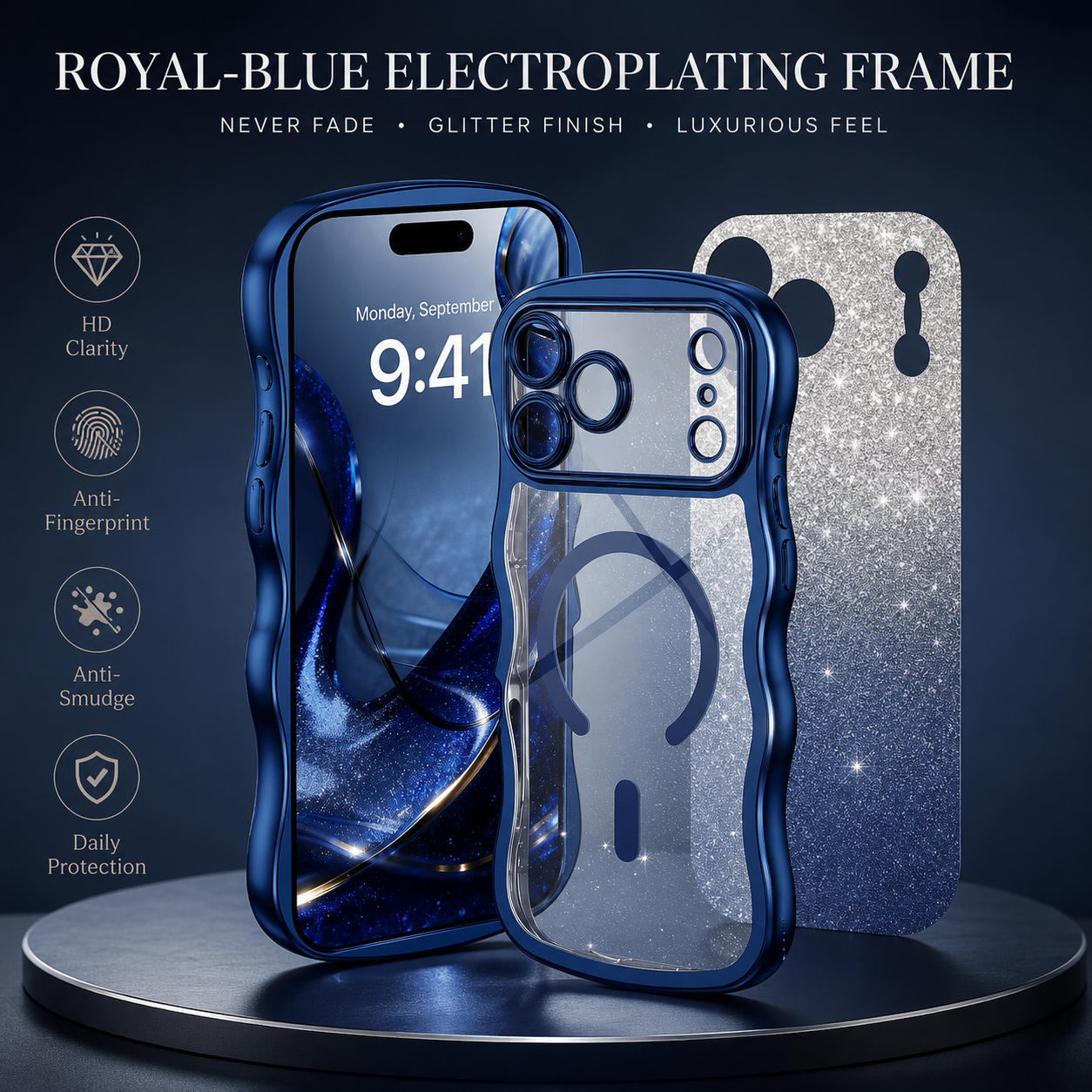 Premium iPhone Case MagSafe Compatible Clear Design with Camera Lens Protection, Cute Wave Frame, Anti Fingerprint Surface, Slim Protective Fit