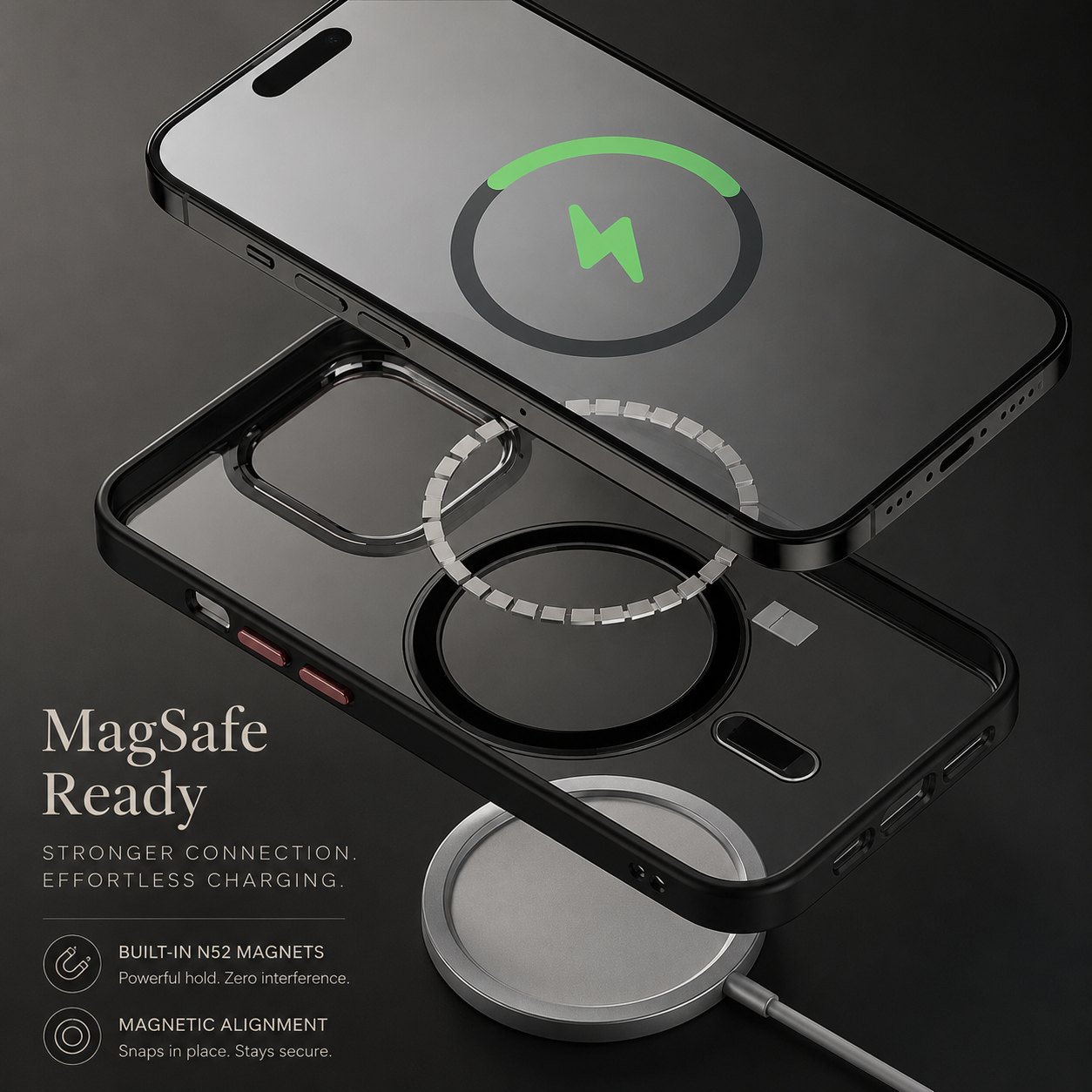 Premium iPhone Case MagSafe Compatible Clear Transparent Acrylic Back with Shockproof Protection, Anti Fingerprint Surface, Soft TPU Frame Design
