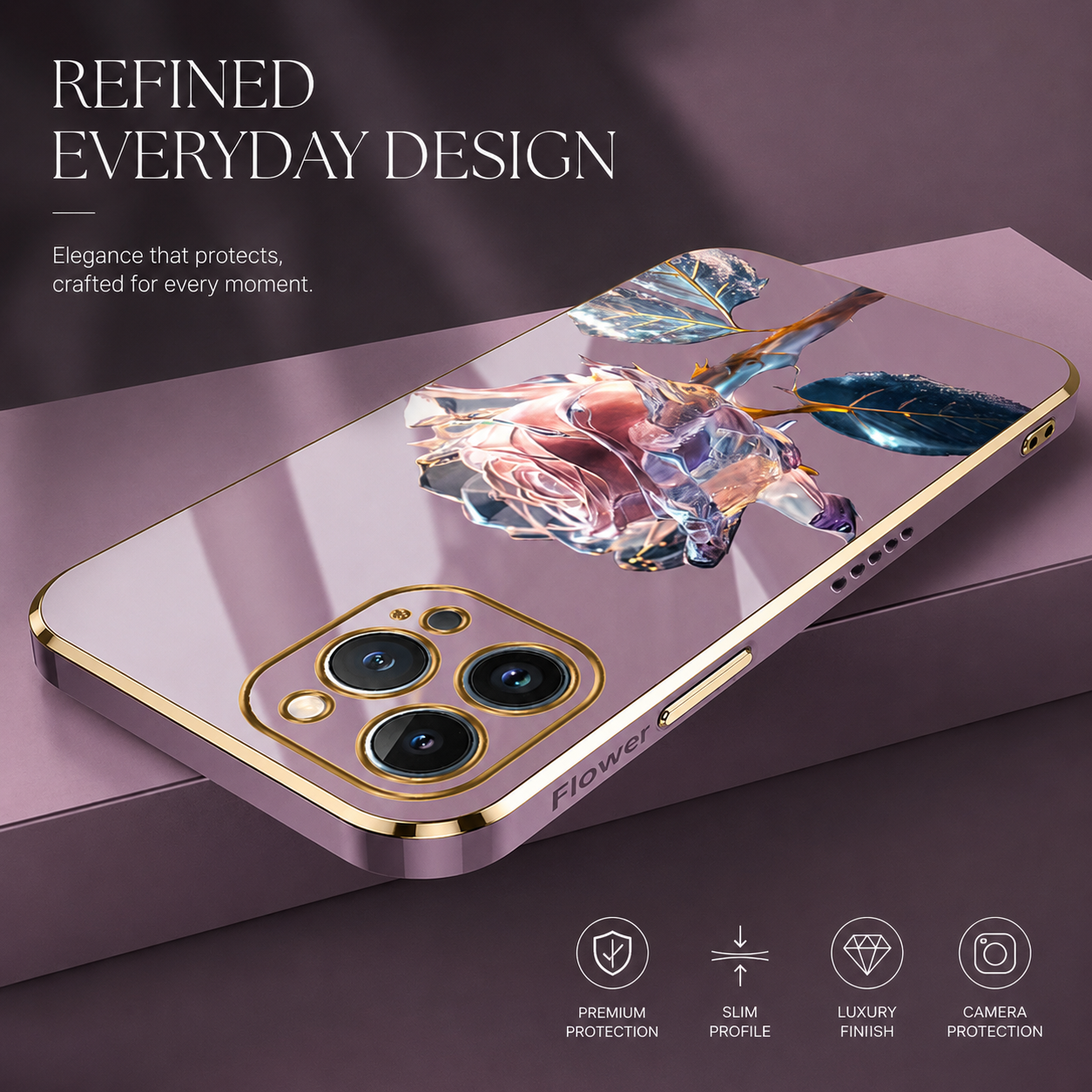 Premium iPhone Case MagSafe Compatible Crystal Rose Diamond Protective Cover Camera Lens Protection Shockproof Glitter Design Slim Profile