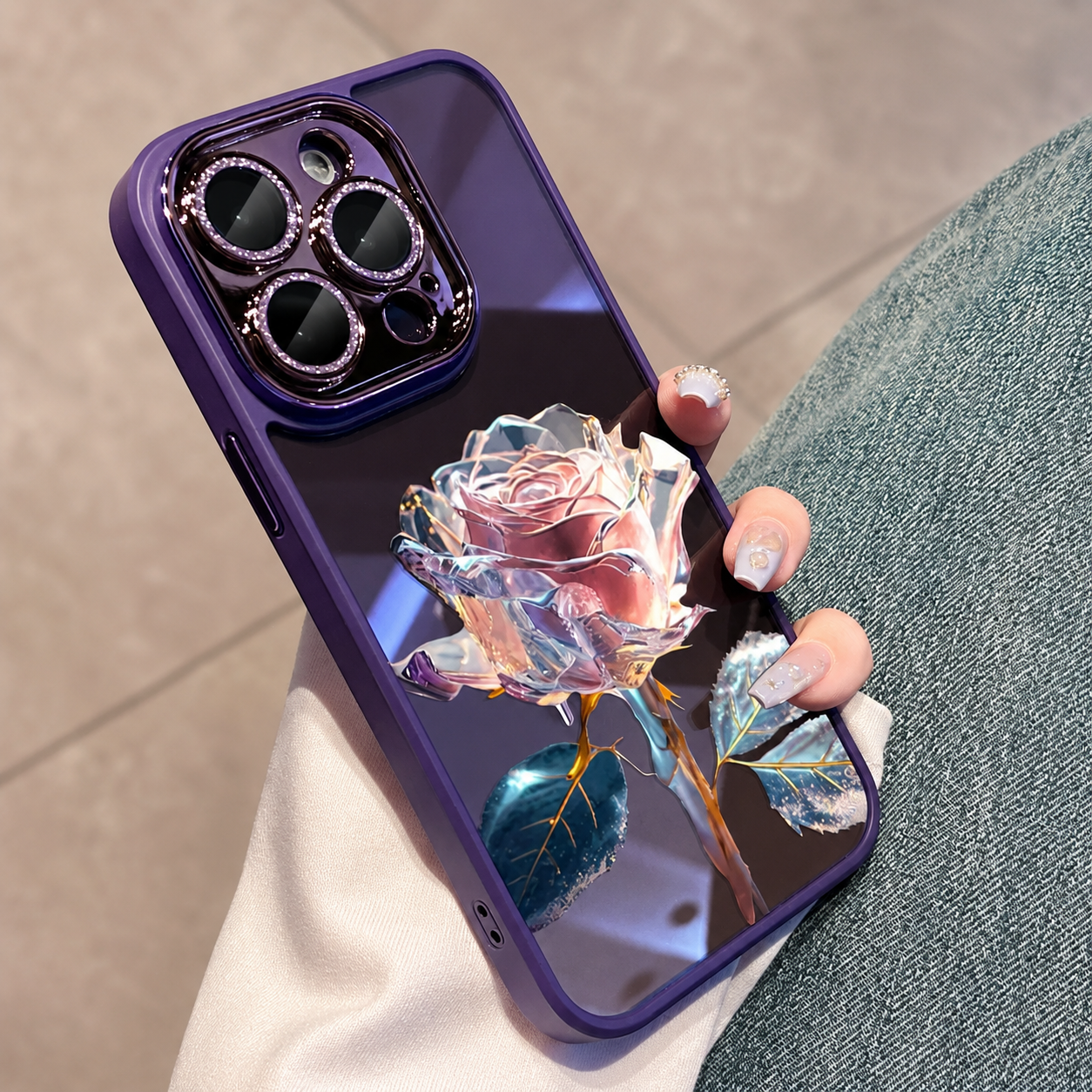 Premium iPhone Case MagSafe Compatible Crystal Rose Diamond Protective Cover Camera Lens Protection Shockproof Glitter Design Slim Profile
