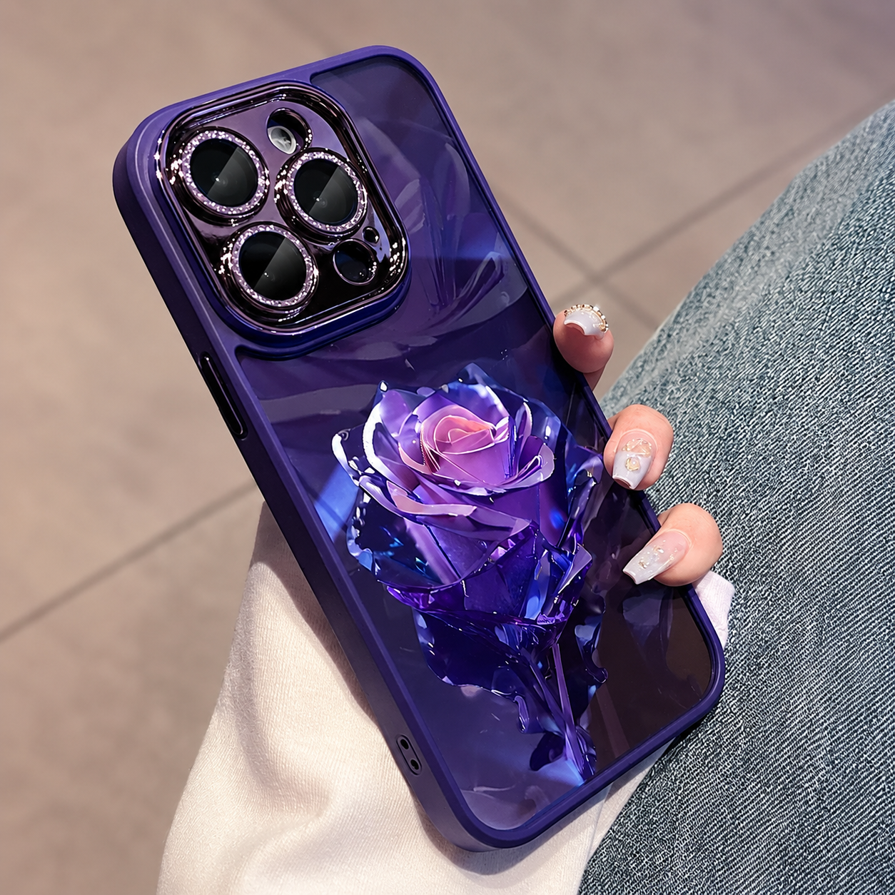 Premium iPhone Case MagSafe Compatible Crystal Rose Diamond Protective Cover Camera Lens Protection Shockproof Glitter Design Slim Profile