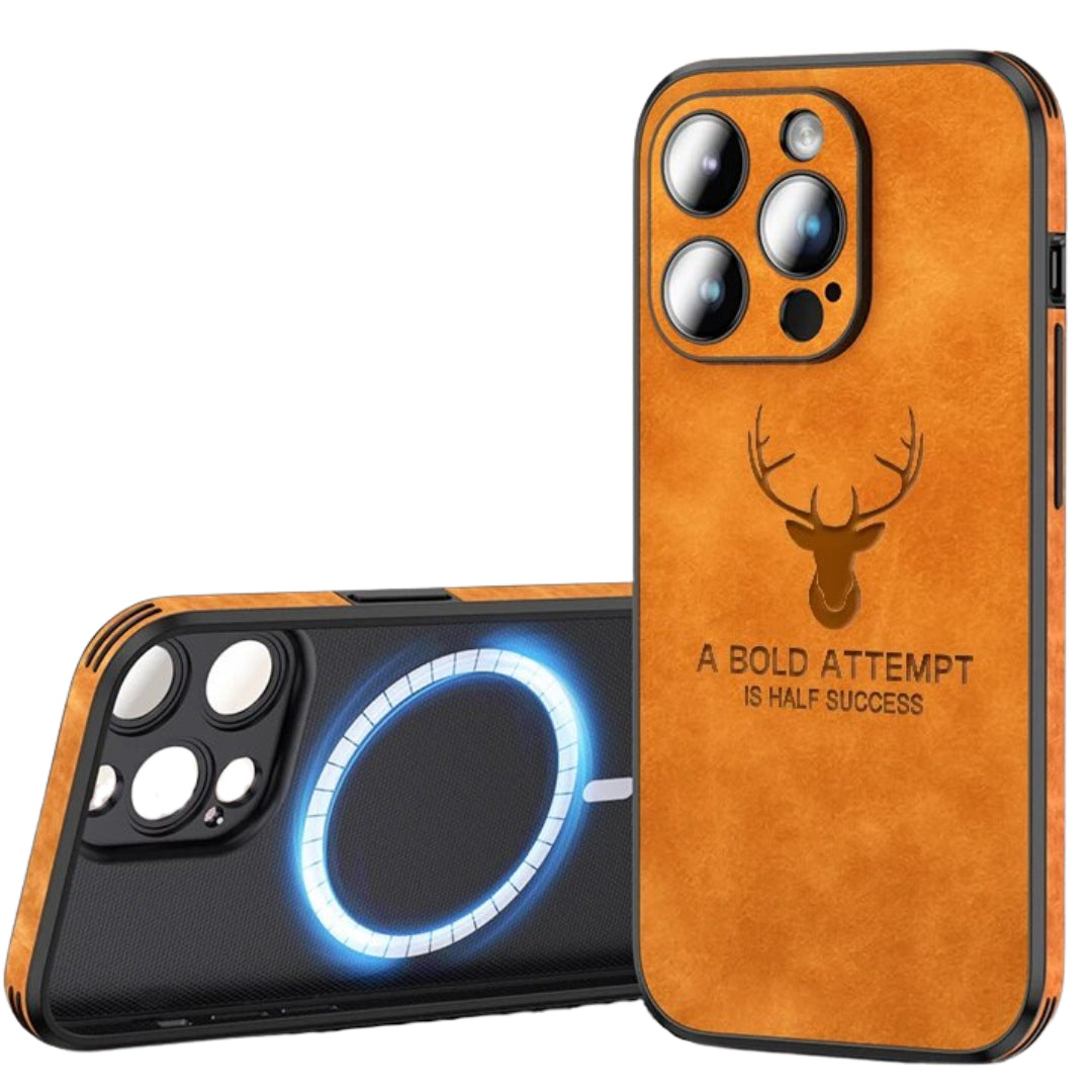 Premium iPhone Case MagSafe Compatible Deer Leather Texture Silicone Cover Camera Lens Protection Shockproof Anti Scratch Non Slip Slim Protective Design