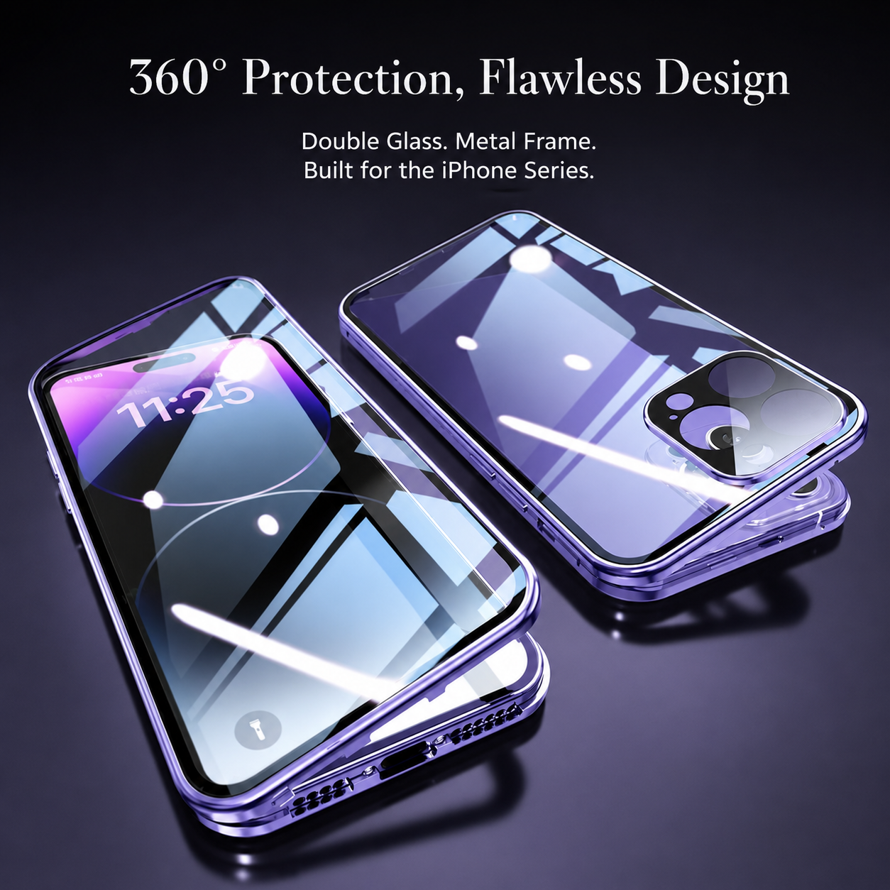Premium iPhone Case MagSafe Compatible Double Sided Tempered Glass Protective Cover 360 Full Body Camera Lens Protection Shockproof Metal Frame Slim Design