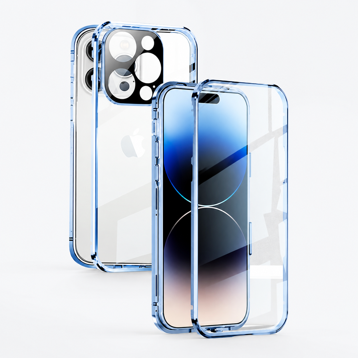 Premium iPhone Case MagSafe Compatible Double Sided Tempered Glass Protective Cover 360 Full Body Camera Lens Protection Shockproof Metal Frame Slim Design