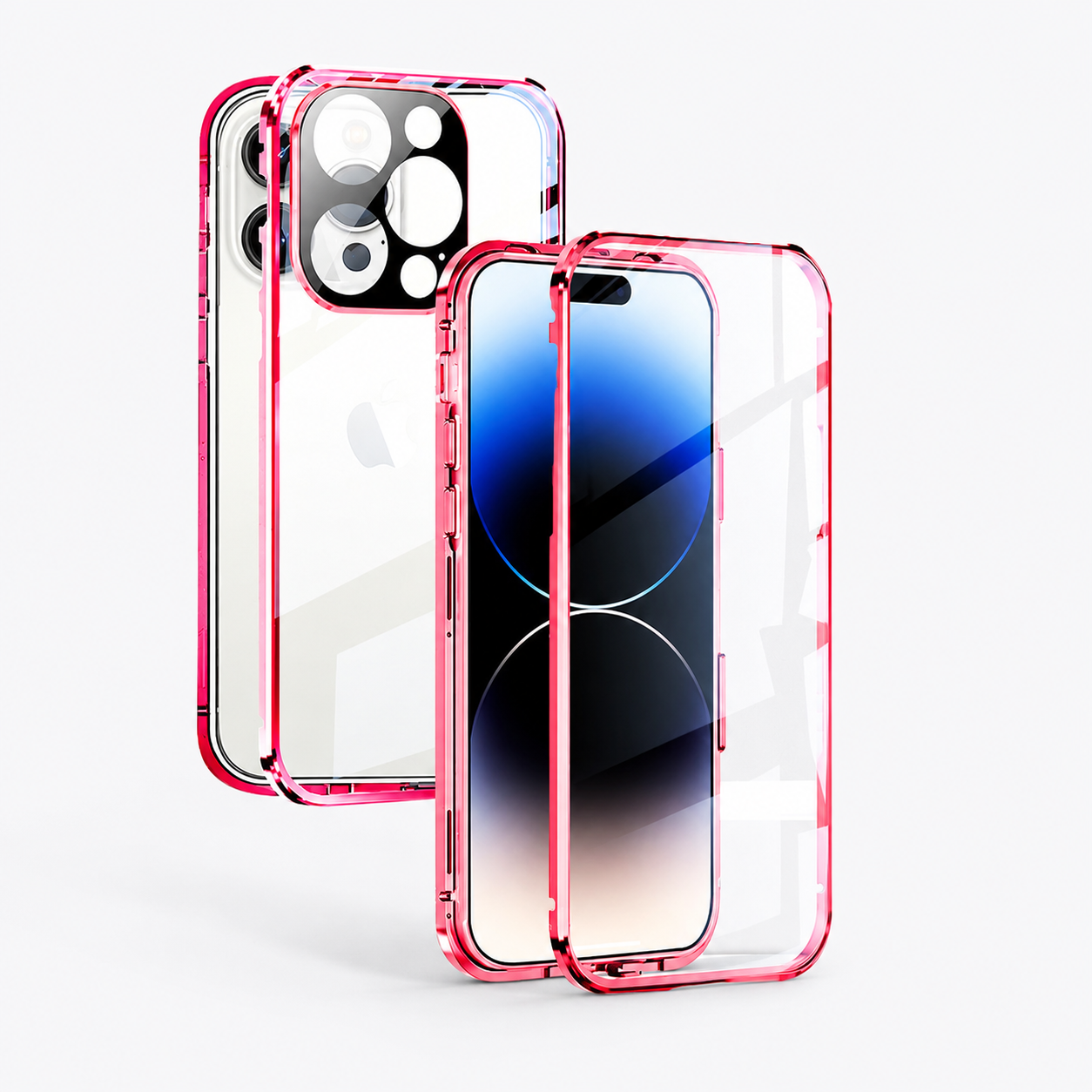 Premium iPhone Case MagSafe Compatible Double Sided Tempered Glass Protective Cover 360 Full Body Camera Lens Protection Shockproof Metal Frame Slim Design
