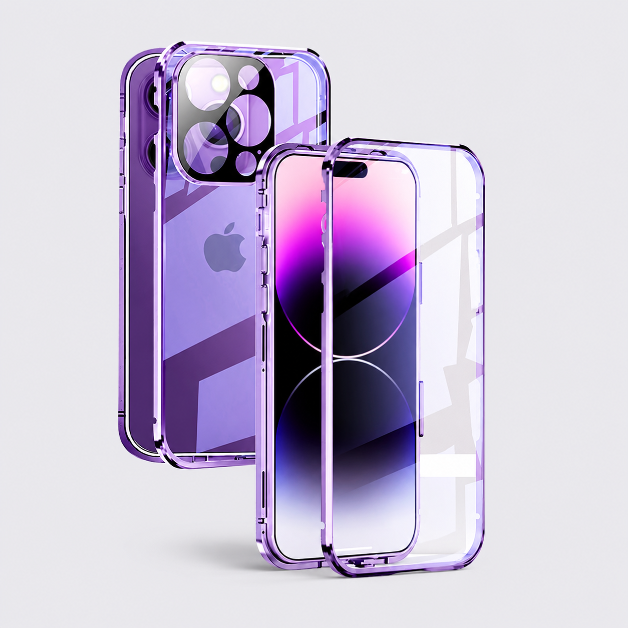 Premium iPhone Case MagSafe Compatible Double Sided Tempered Glass Protective Cover 360 Full Body Camera Lens Protection Shockproof Metal Frame Slim Design