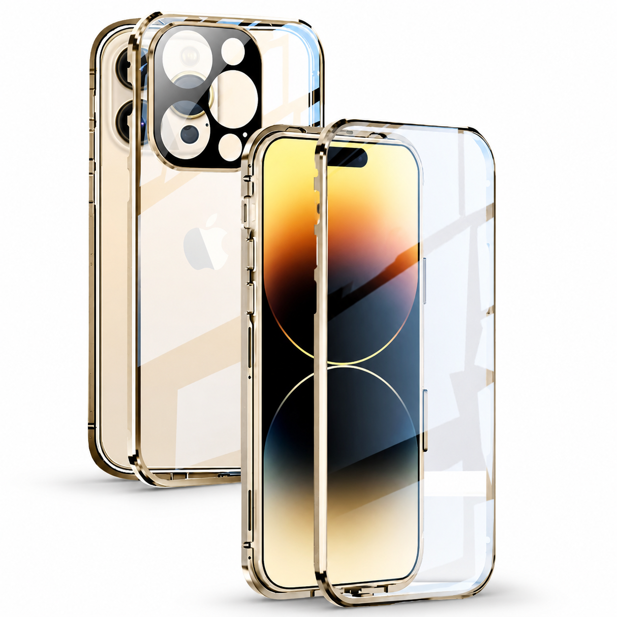 Premium iPhone Case MagSafe Compatible Double Sided Tempered Glass Protective Cover 360 Full Body Camera Lens Protection Shockproof Metal Frame Slim Design