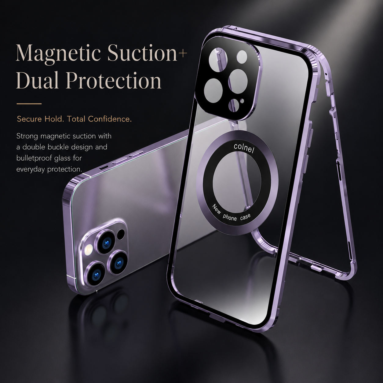 Premium iPhone Case MagSafe Compatible Double Sided Tempered Glass Protective Cover 360 Full Body Camera Lens Protection Shockproof Metal Frame Slim Profile