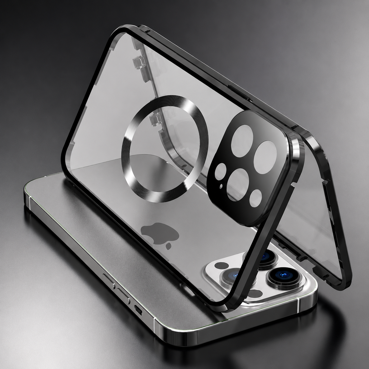 Premium iPhone Case MagSafe Compatible Double Sided Tempered Glass Protective Cover 360 Full Body Camera Lens Protection Shockproof Metal Frame Slim Profile