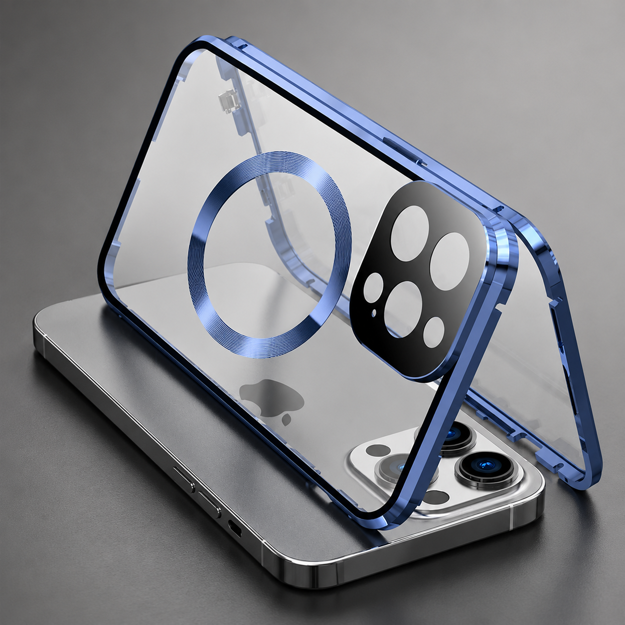 Premium iPhone Case MagSafe Compatible Double Sided Tempered Glass Protective Cover 360 Full Body Camera Lens Protection Shockproof Metal Frame Slim Profile
