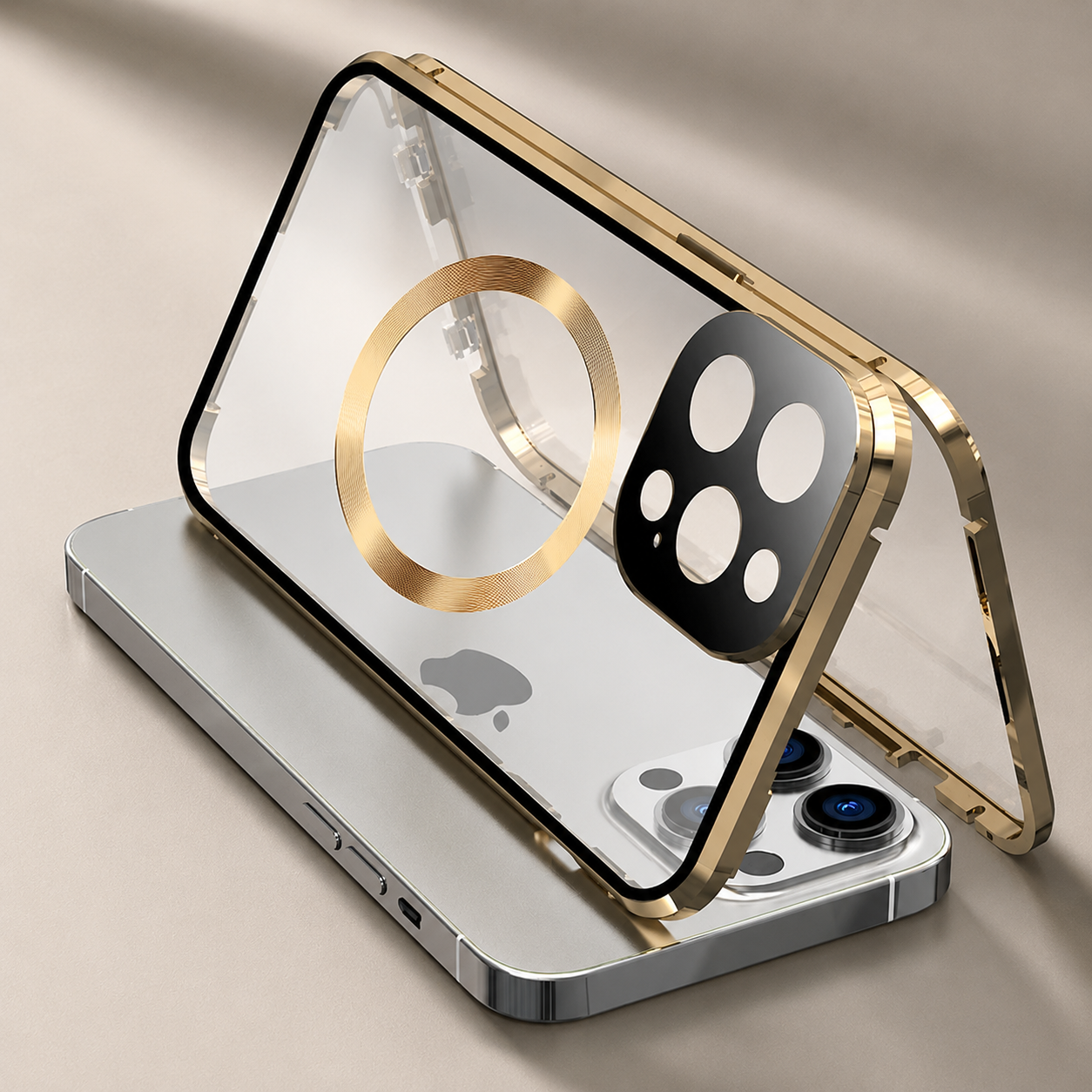Premium iPhone Case MagSafe Compatible Double Sided Tempered Glass Protective Cover 360 Full Body Camera Lens Protection Shockproof Metal Frame Slim Profile