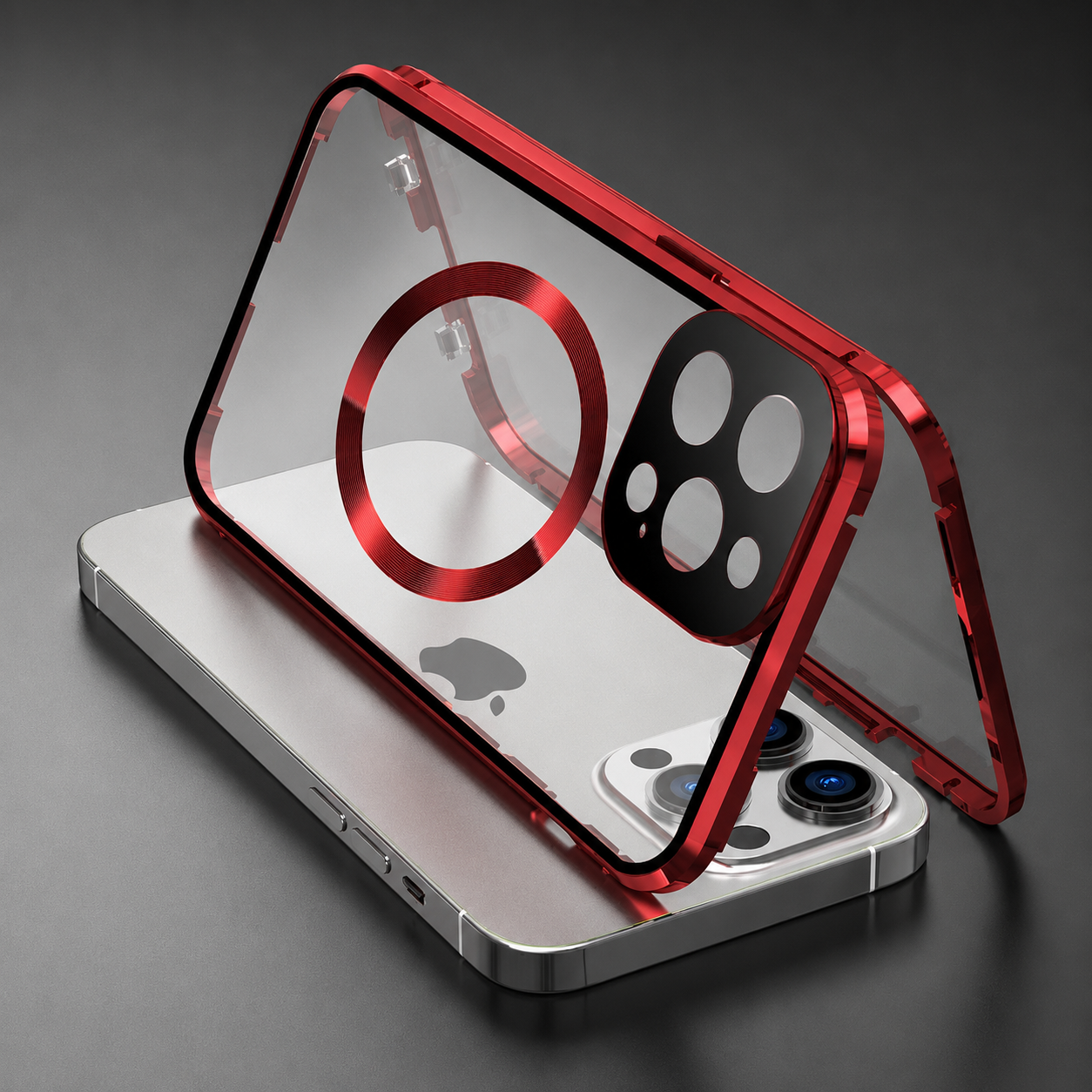 Premium iPhone Case MagSafe Compatible Double Sided Tempered Glass Protective Cover 360 Full Body Camera Lens Protection Shockproof Metal Frame Slim Profile