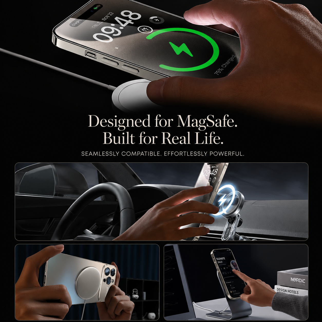 Premium iPhone Case MagSafe Compatible Electroplated Glass Protective Cover Camera Lens Protection Shockproof Reflective Hard Back Slim Design