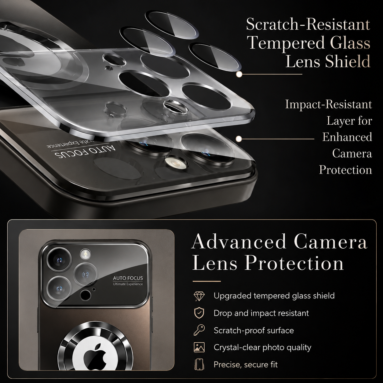 Premium iPhone Case MagSafe Compatible Electroplated Glass Protective Cover Camera Lens Protection Shockproof Reflective Hard Back Slim Design