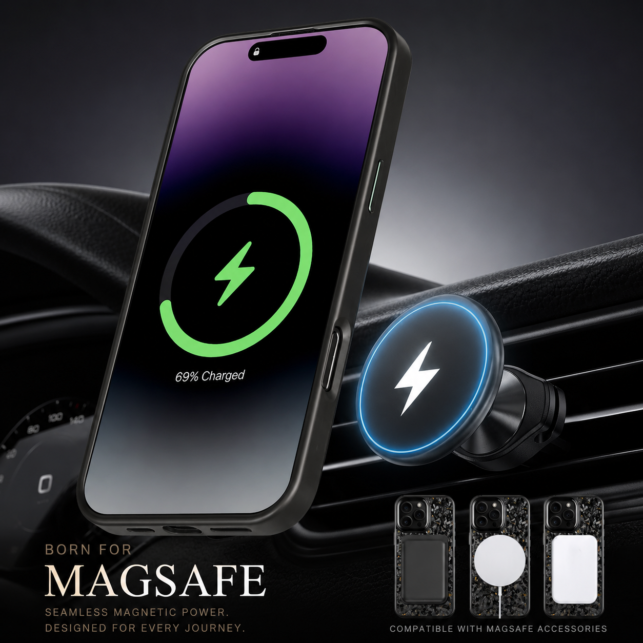 Premium iPhone Case MagSafe Compatible Forged Carbon Fiber Cover with Metal Lens Protection, Shockproof Design and Lightweight Full Coverage